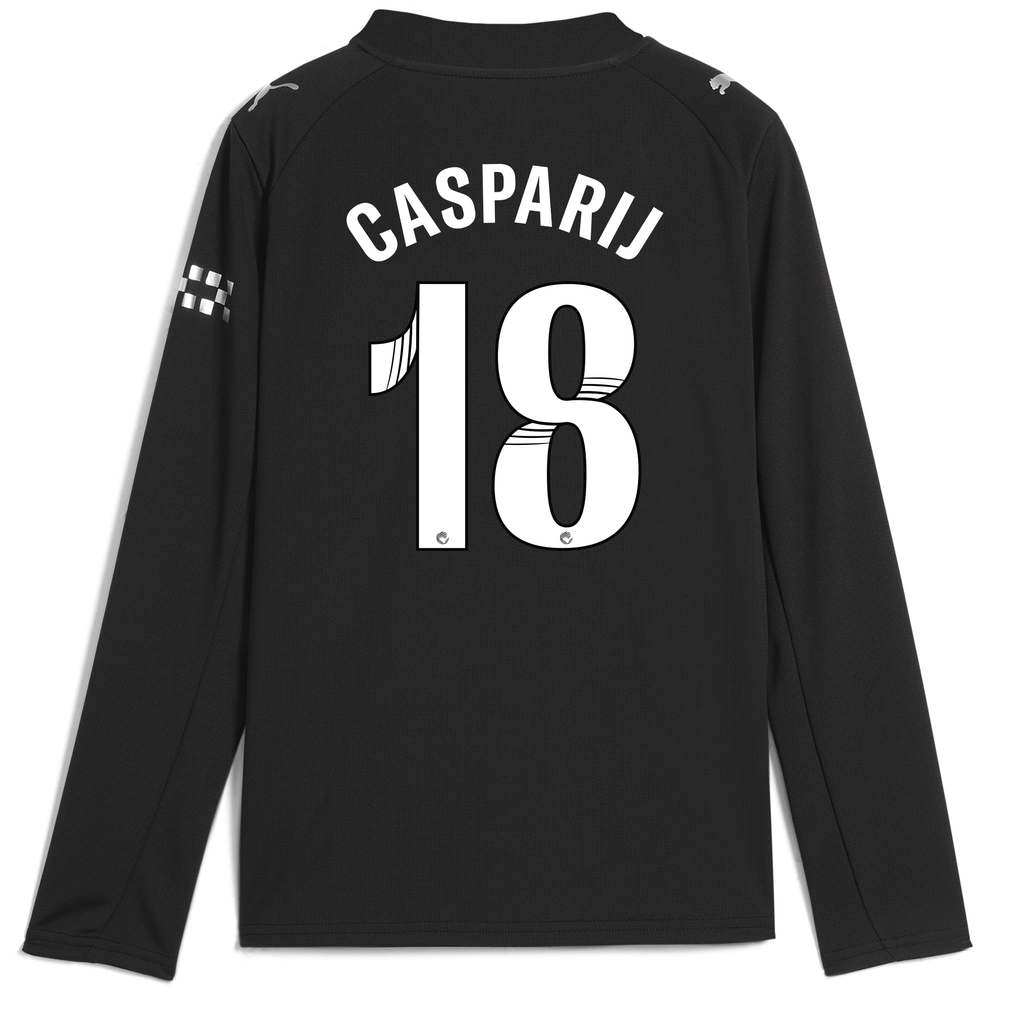 Manchester City kids manchester city away jersey 202526 long sleeve with casparij 18 printing Shirts - Official Store