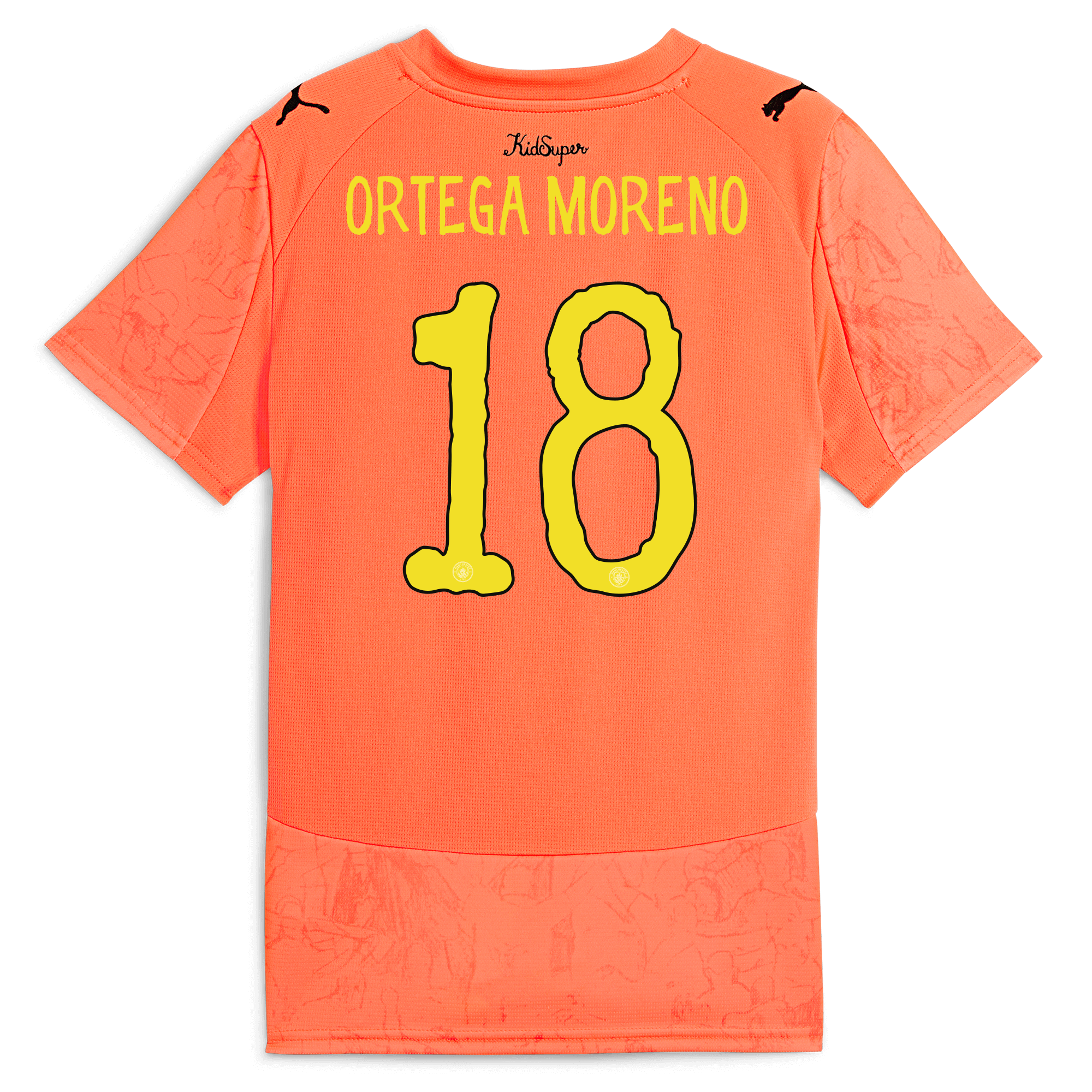 Manchester City kids manchester city gk kidsuper jersey orange 202526 with ortega moreno 18 printing Shirts - Official Store
