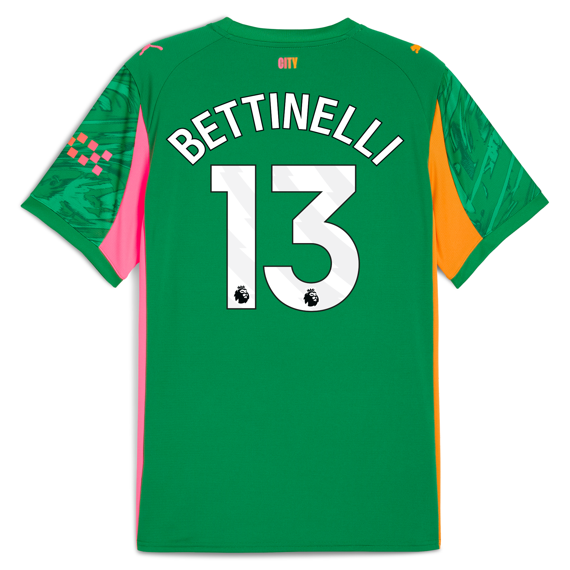 Manchester City kids manchester city goalkeeper jersey green 202526 with bettinelli 13 printing Shirts - Official Store