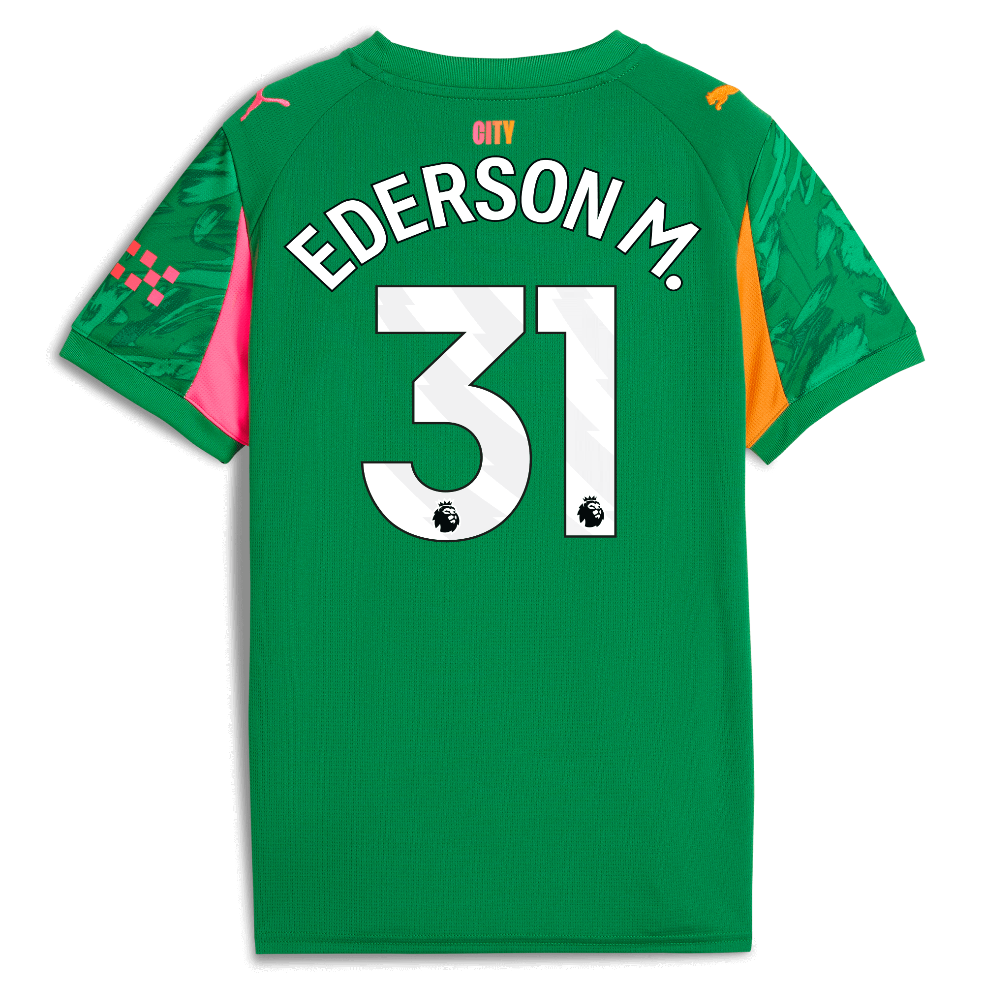 Manchester City kids manchester city goalkeeper jersey green 202526 with ederson m. 31 printing Shirts - Official Store