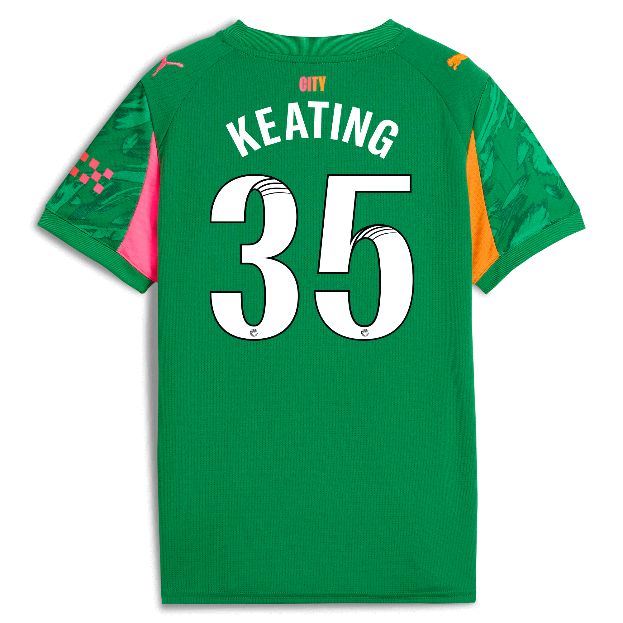 Manchester City kids manchester city goalkeeper jersey green 202526 with keating 35 printing Shirts - Official Store
