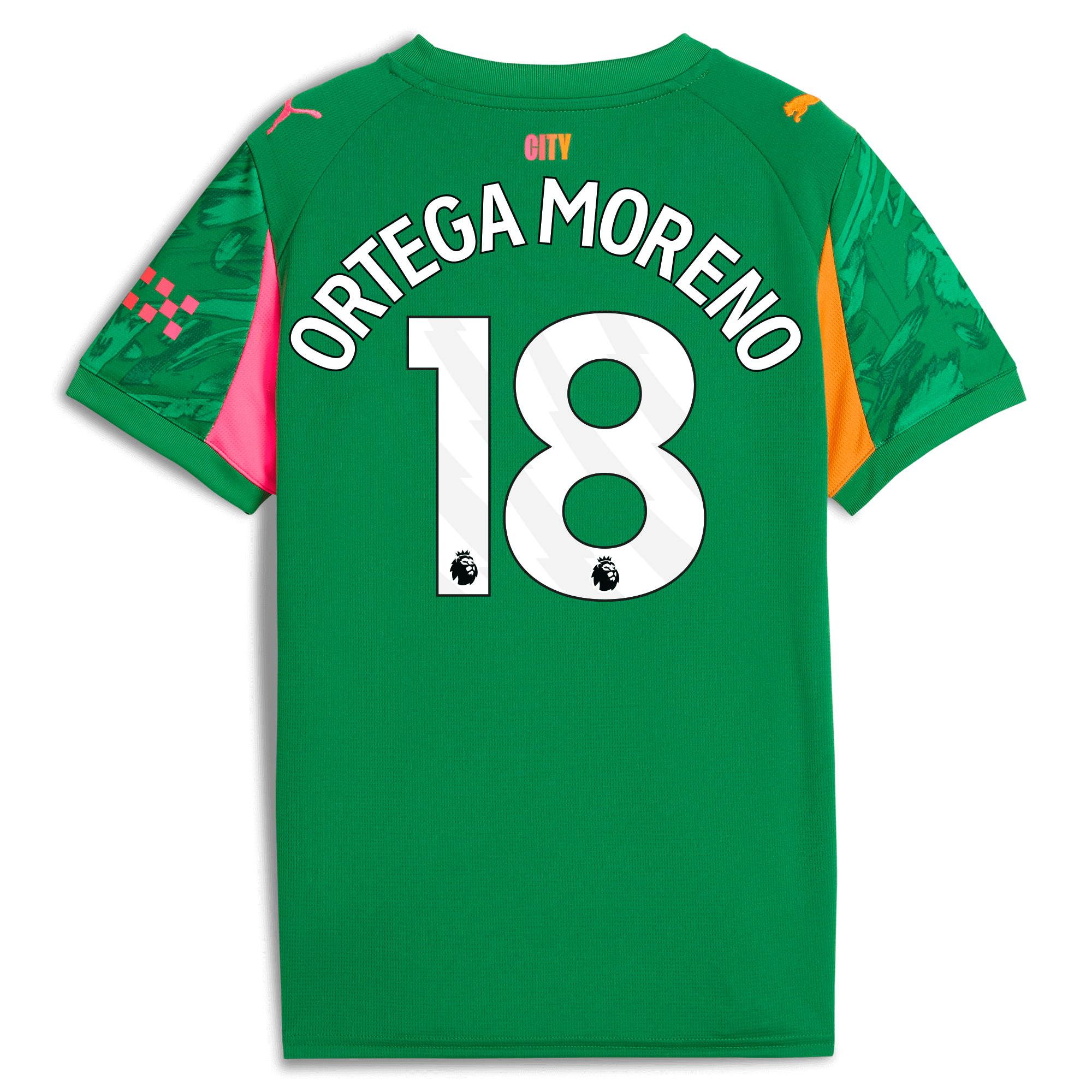 Manchester City kids manchester city goalkeeper jersey green 202526 with ortega moreno 18 printing Shirts - Official Store