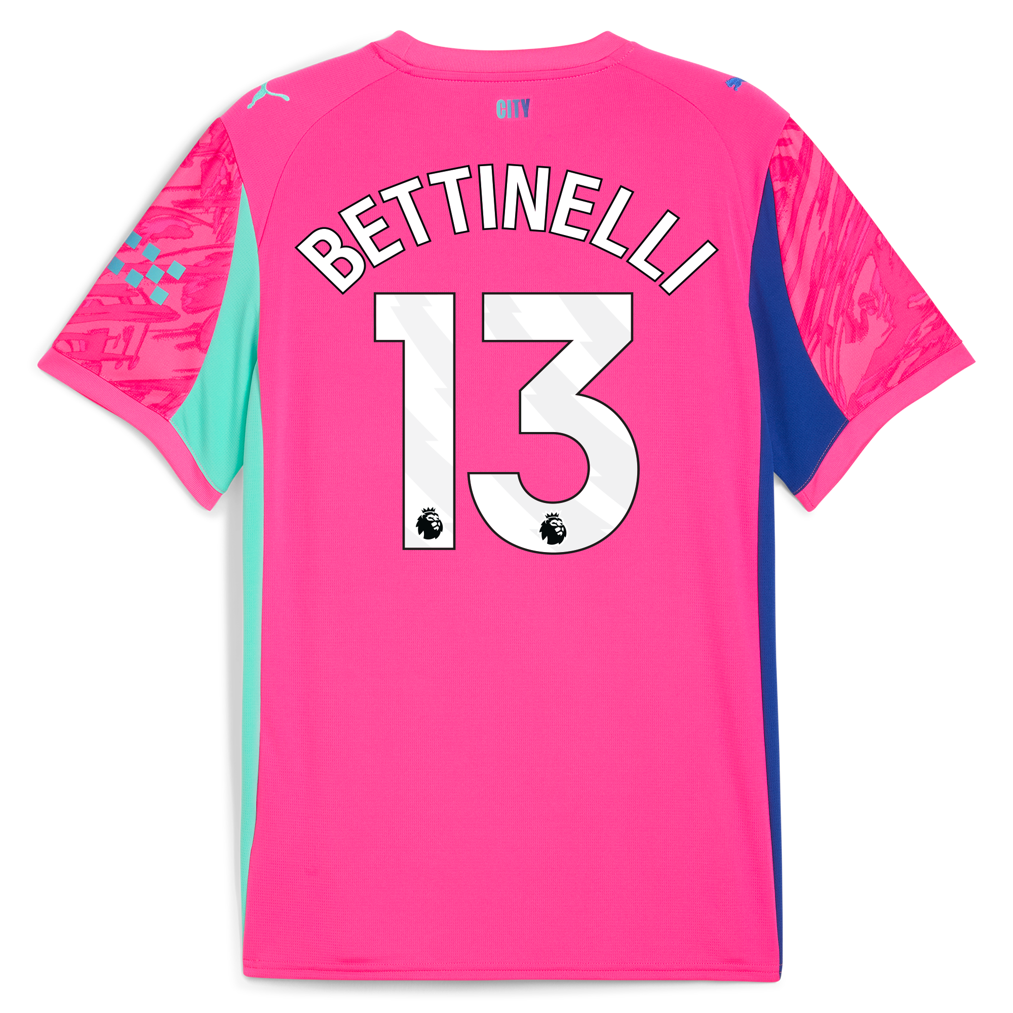 Manchester City kids manchester city goalkeeper jersey pink 202526 with bettinelli 13 printing Shirts - Official Store