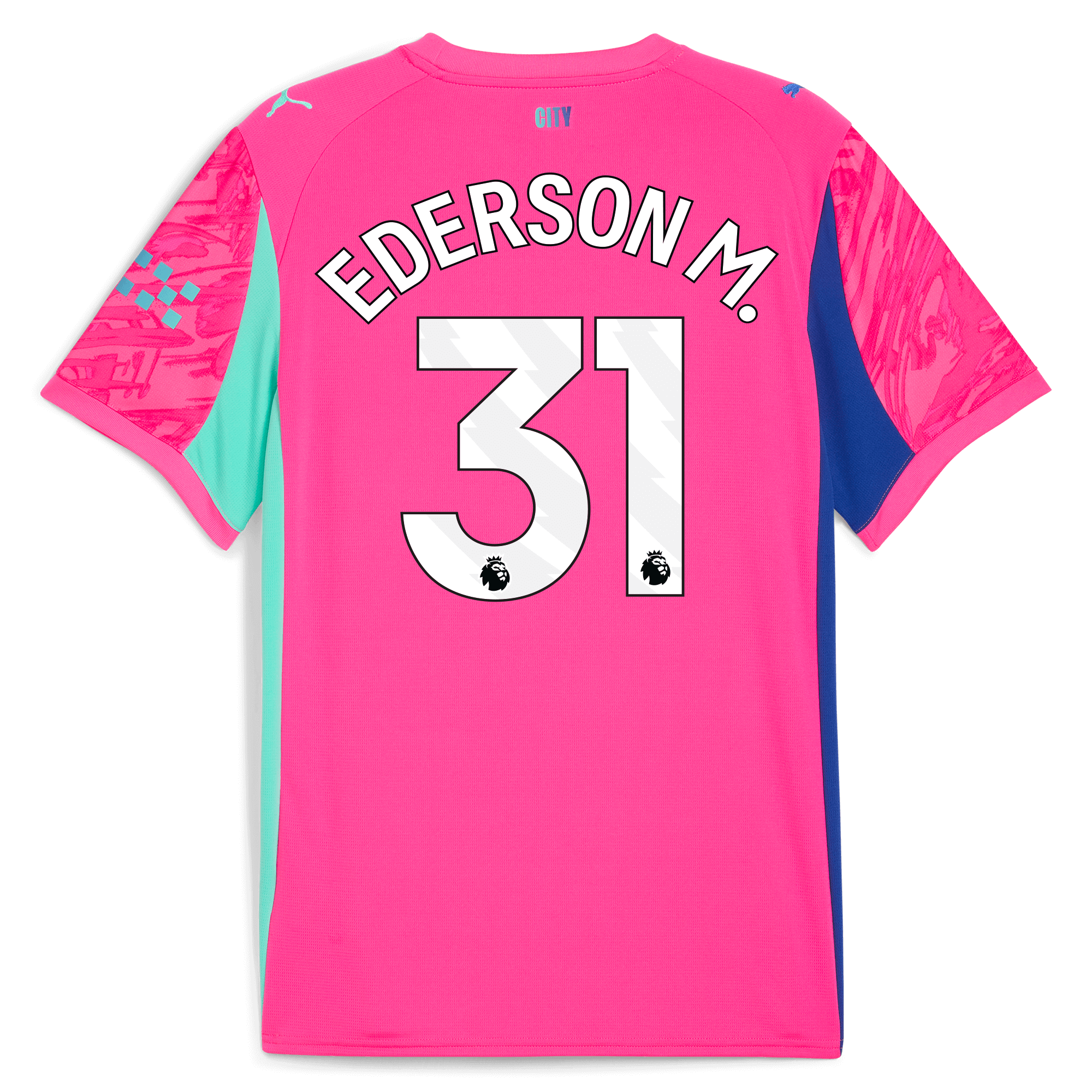 Manchester City kids manchester city goalkeeper jersey pink 202526 with ederson m. 31 printing Shirts - Official Store