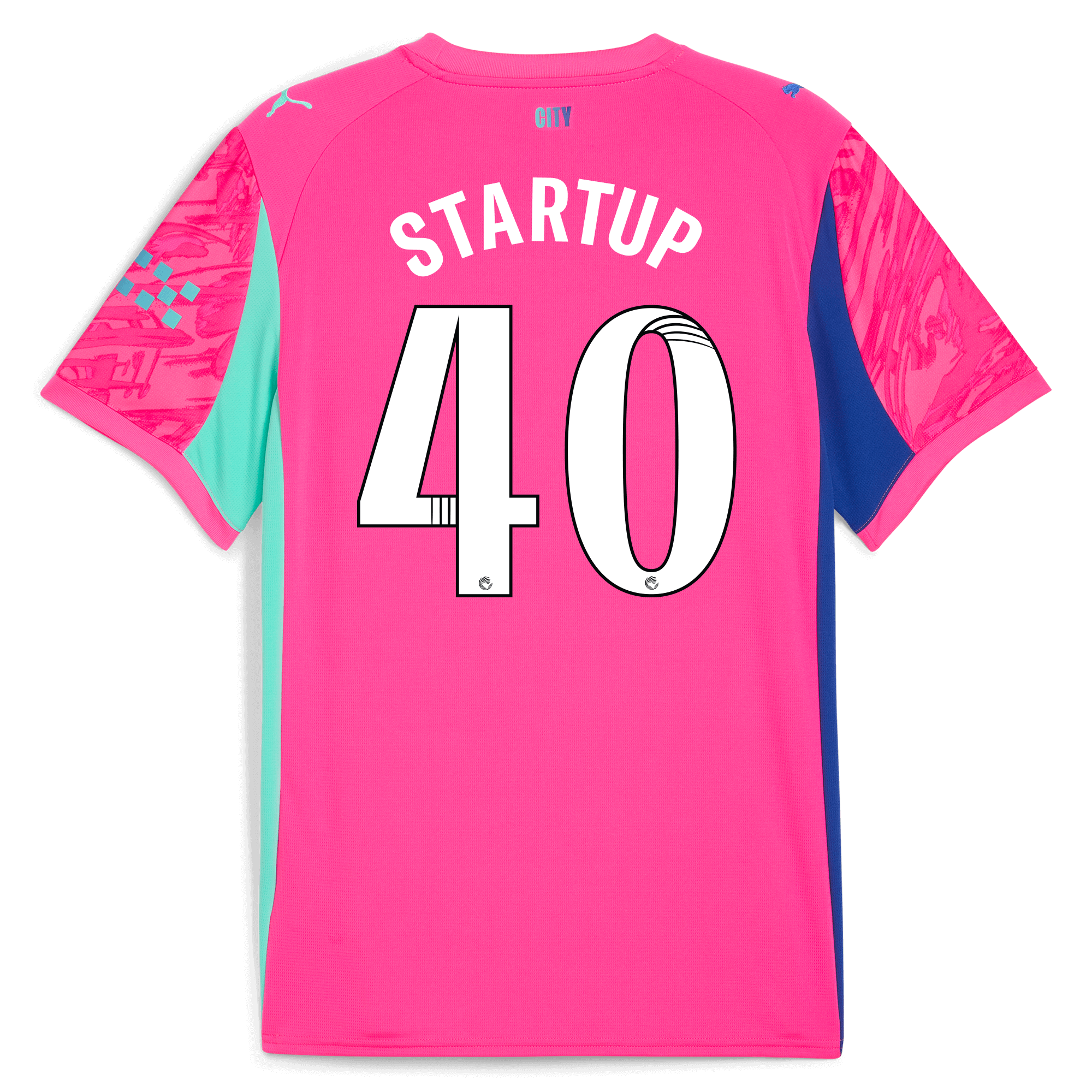 Manchester City kids manchester city goalkeeper jersey pink 202526 with startup 40 printing Shirts - Official Store