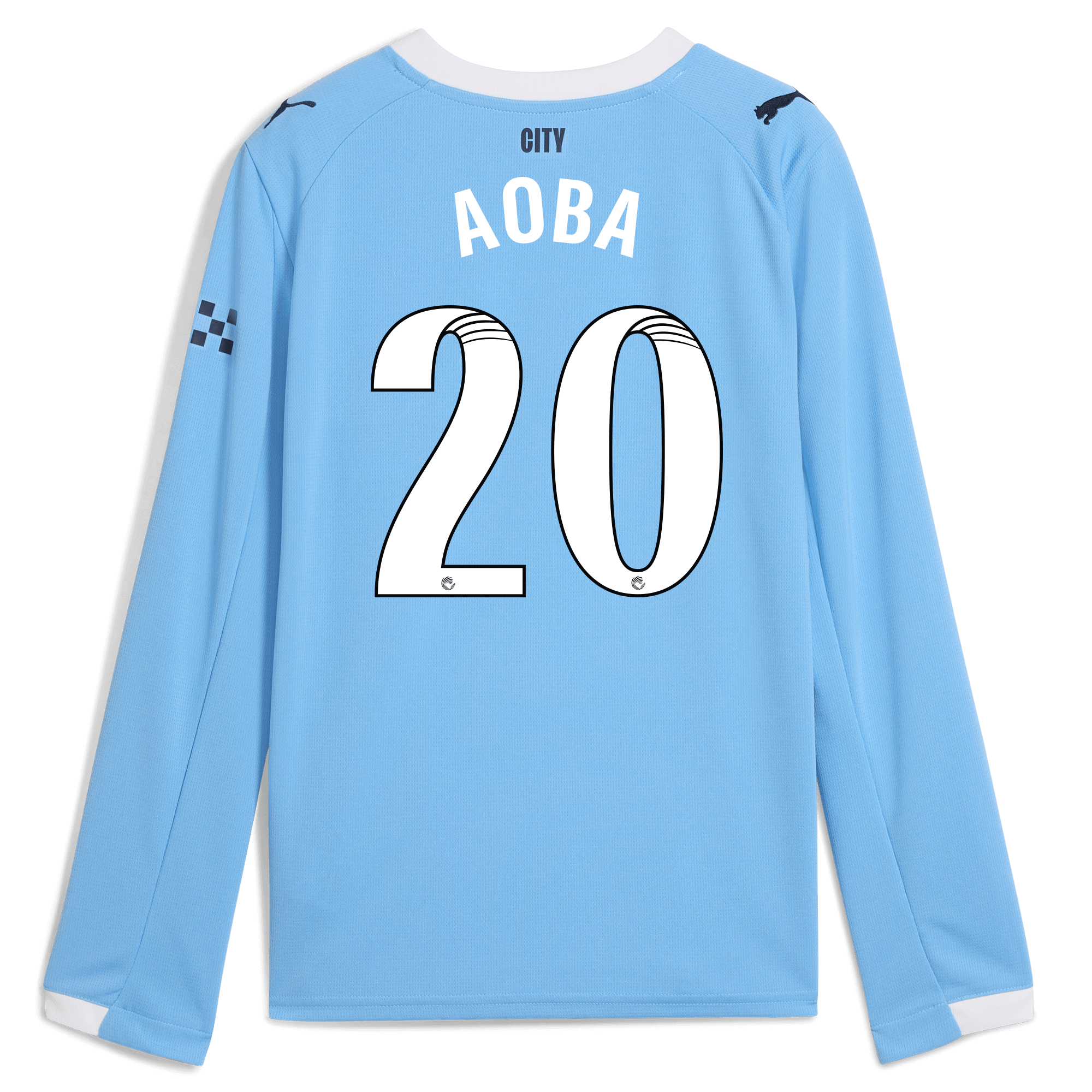 Manchester City kids manchester city home jersey 202526 long sleeve with aoba 20 printing Shirts - Official Store