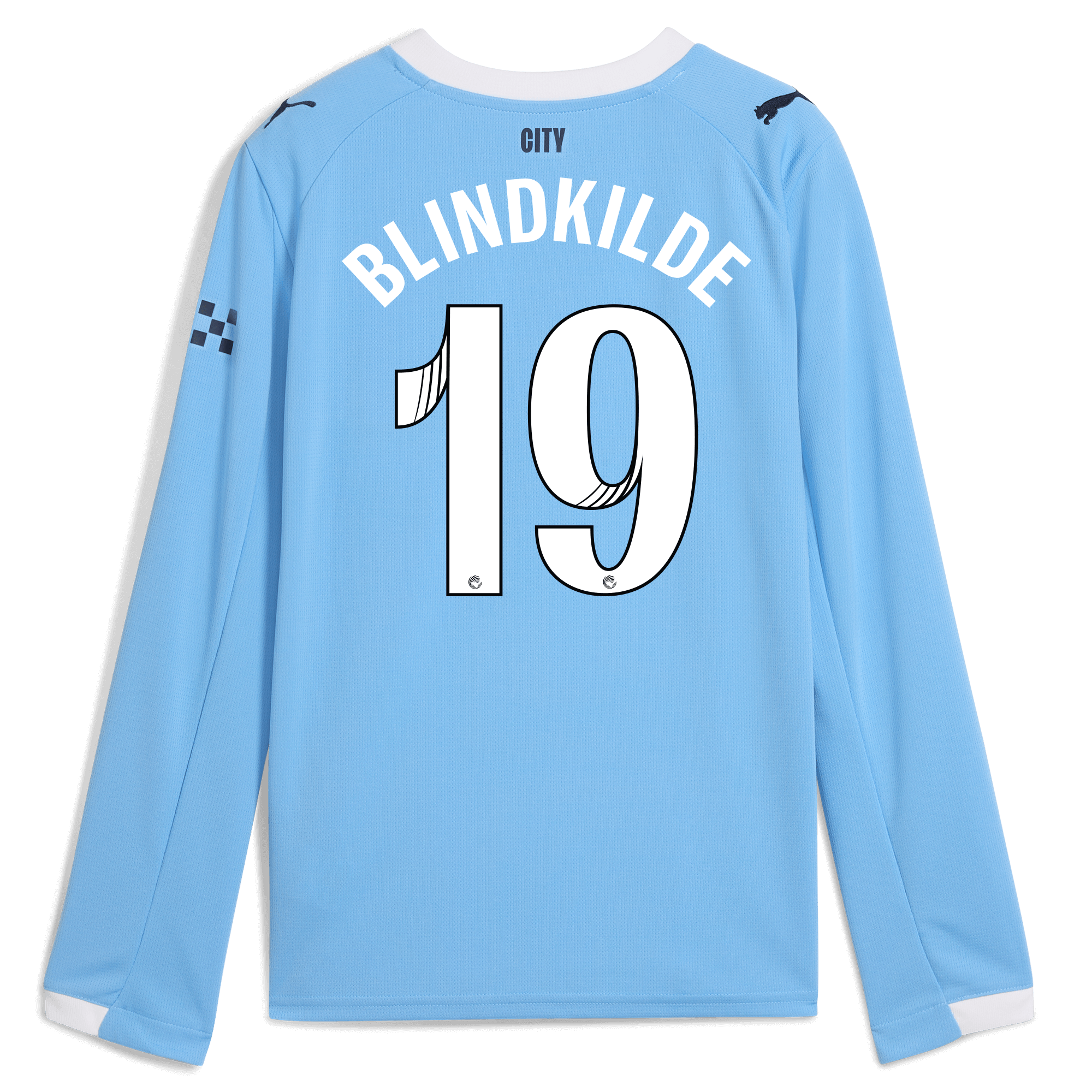 Manchester City kids manchester city home jersey 202526 long sleeve with blindkilde 19 printing Shirts - Official Store