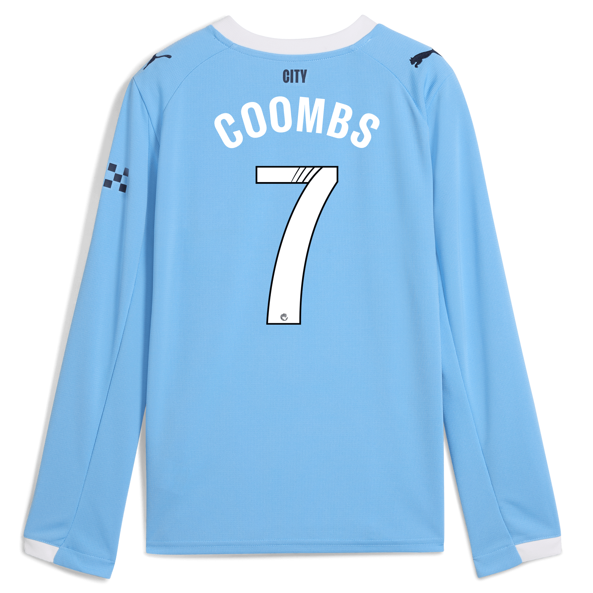 Manchester City kids manchester city home jersey 202526 long sleeve with coombs 7 printing Shirts - Official Store