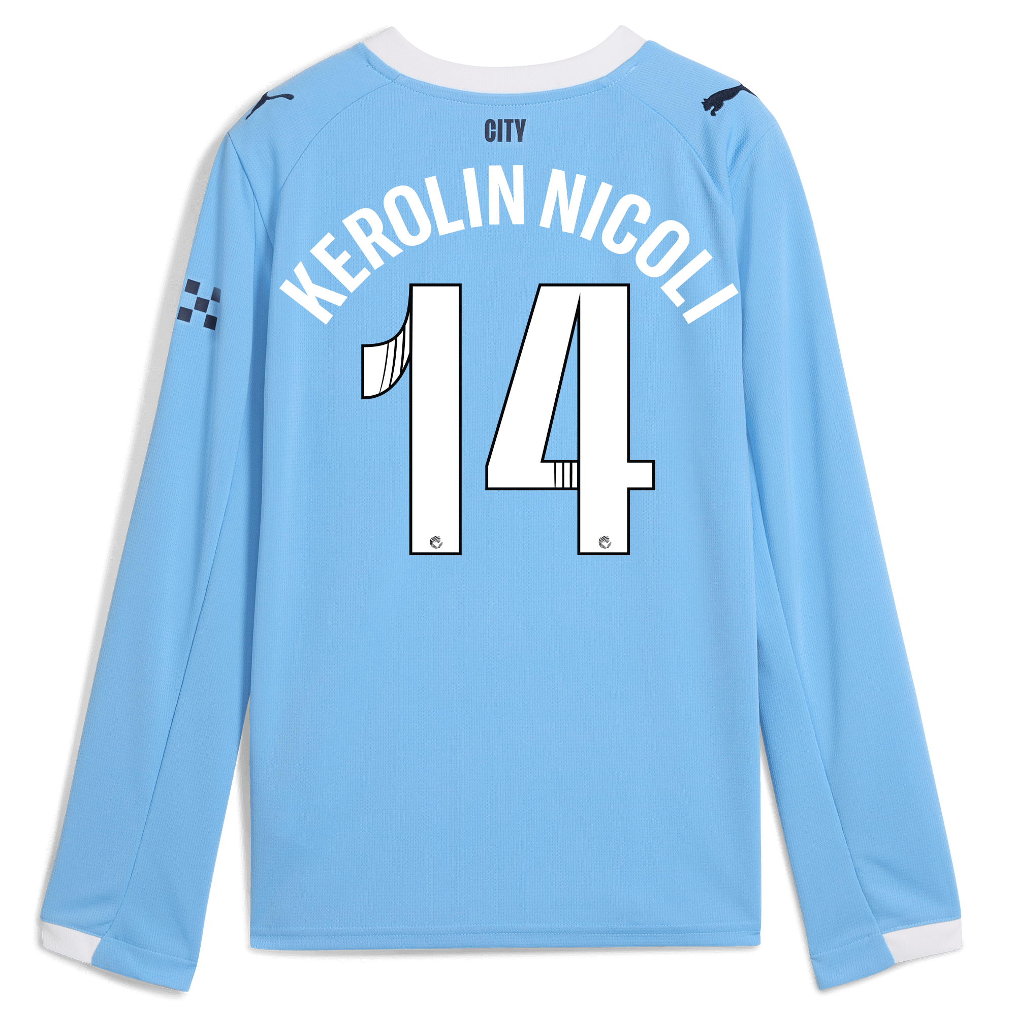 Manchester City kids manchester city home jersey 202526 long sleeve with kerolin nicoli 14 printing Shirts - Official Store