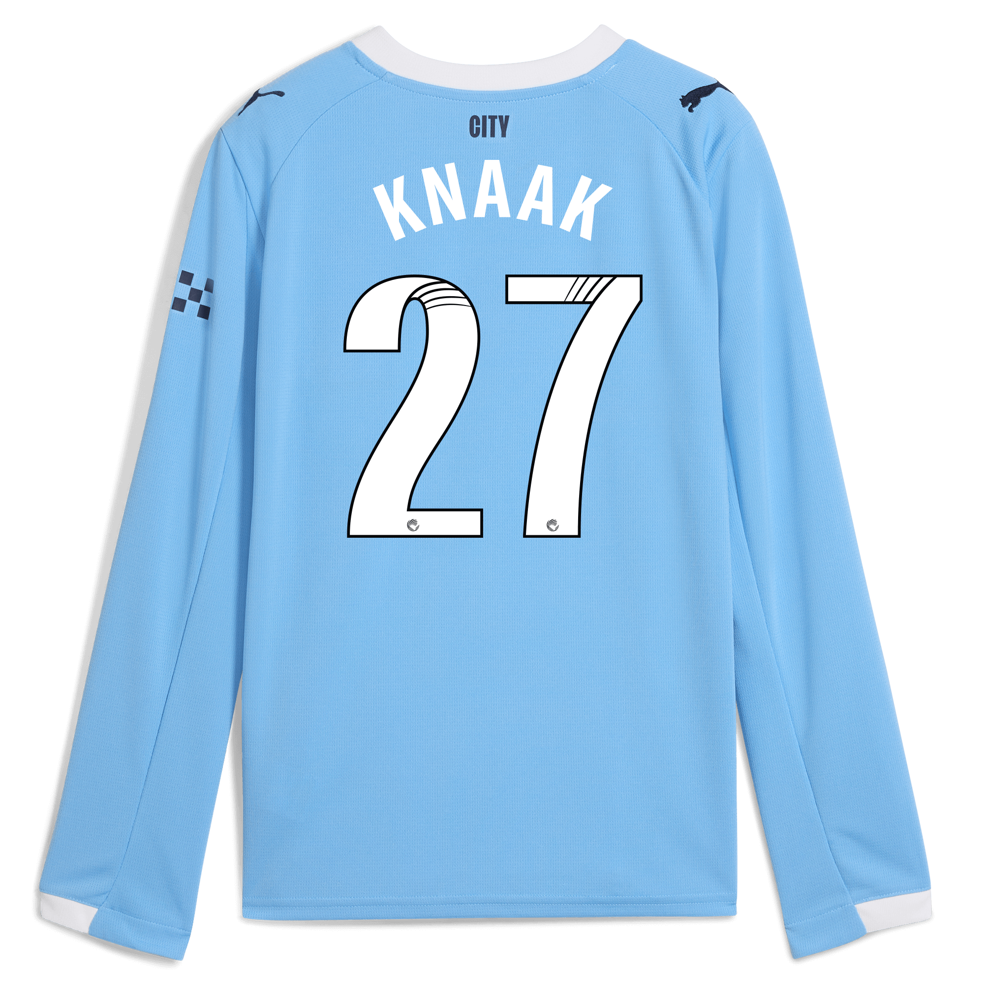 Manchester City kids manchester city home jersey 202526 long sleeve with knaak 27 printing Shirts - Official Store