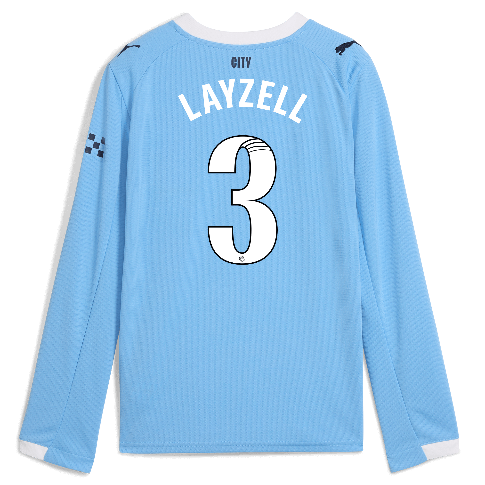 Manchester City kids manchester city home jersey 202526 long sleeve with layzell 3 printing Shirts - Official Store