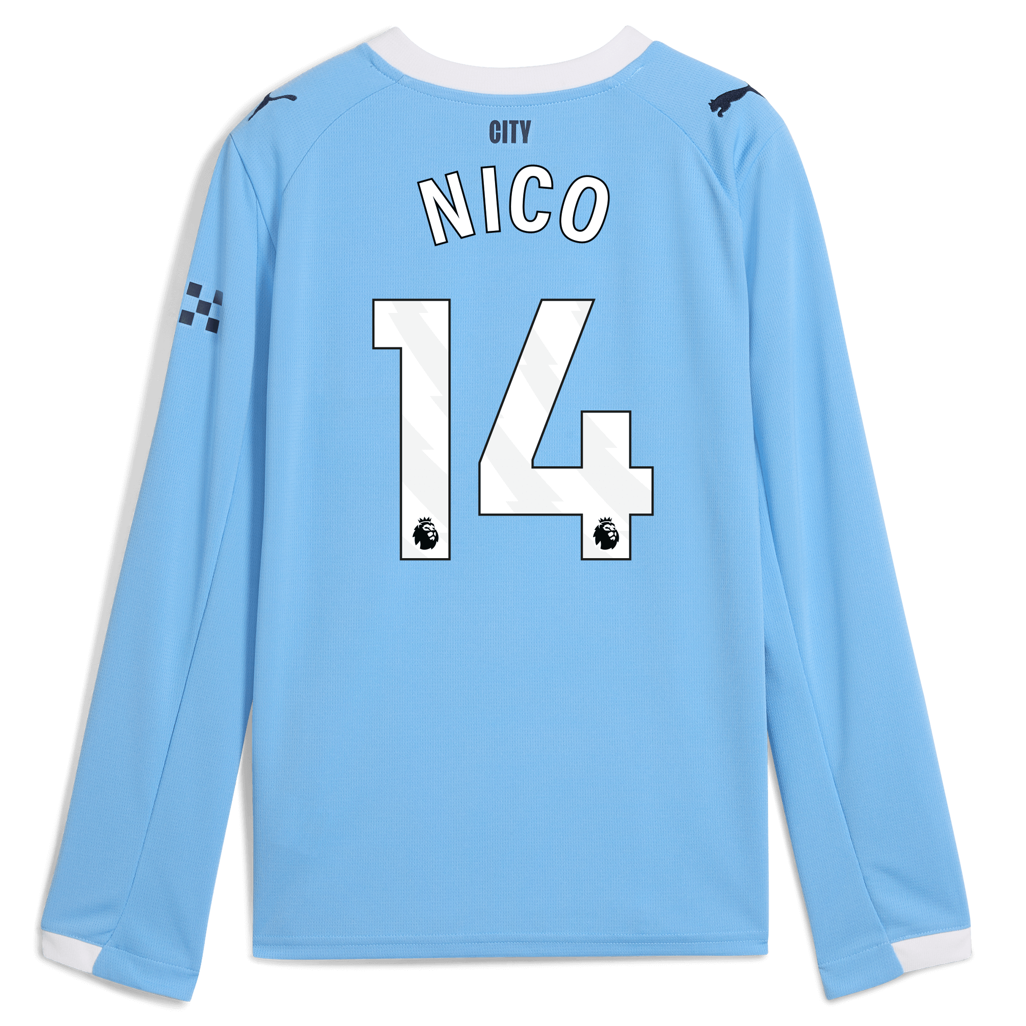 Manchester City kids manchester city home jersey 202526 long sleeve with nico 14 printing Shirts - Official Store