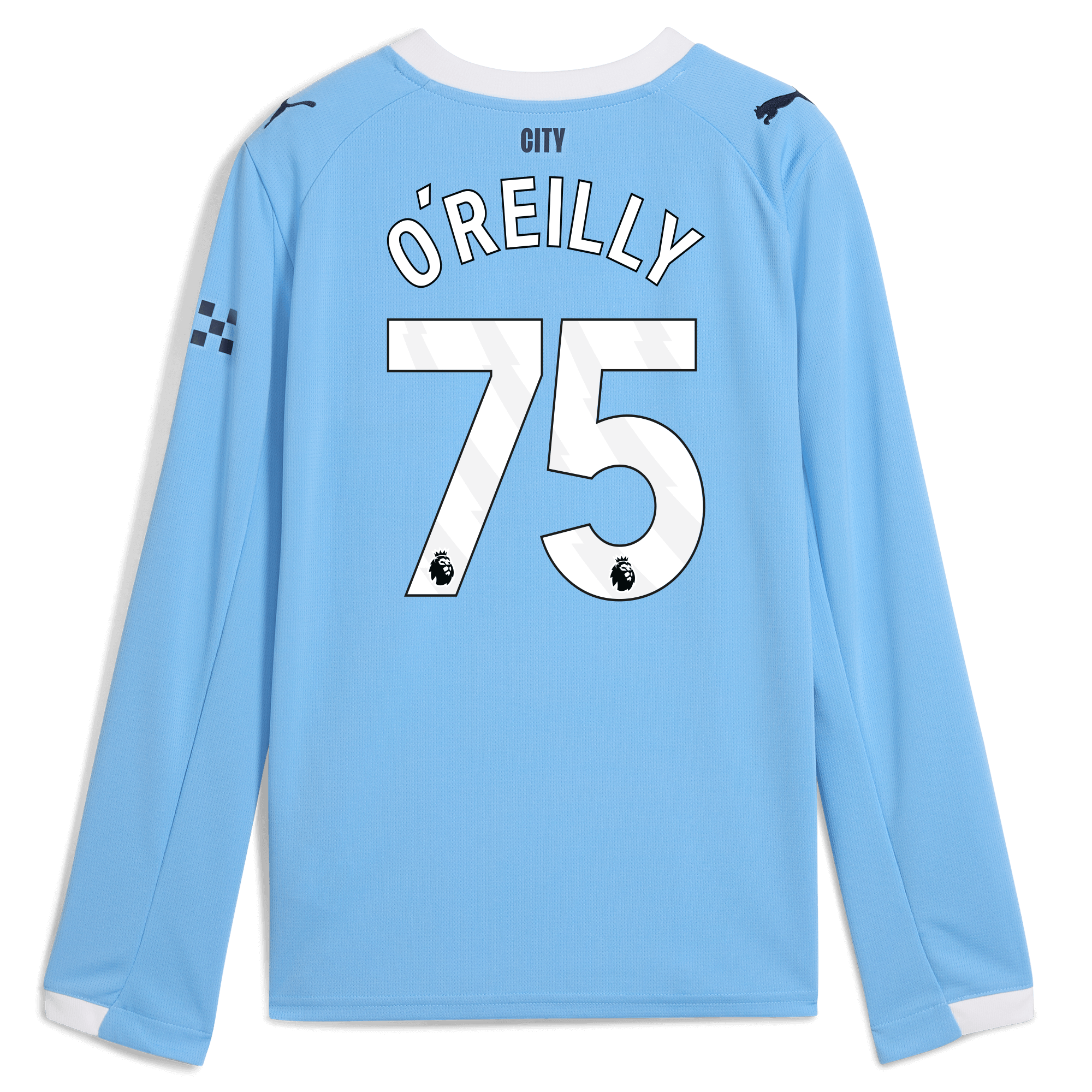 Manchester City kids manchester city home jersey 202526 long sleeve with oreilly 75 printing Shirts - Official Store
