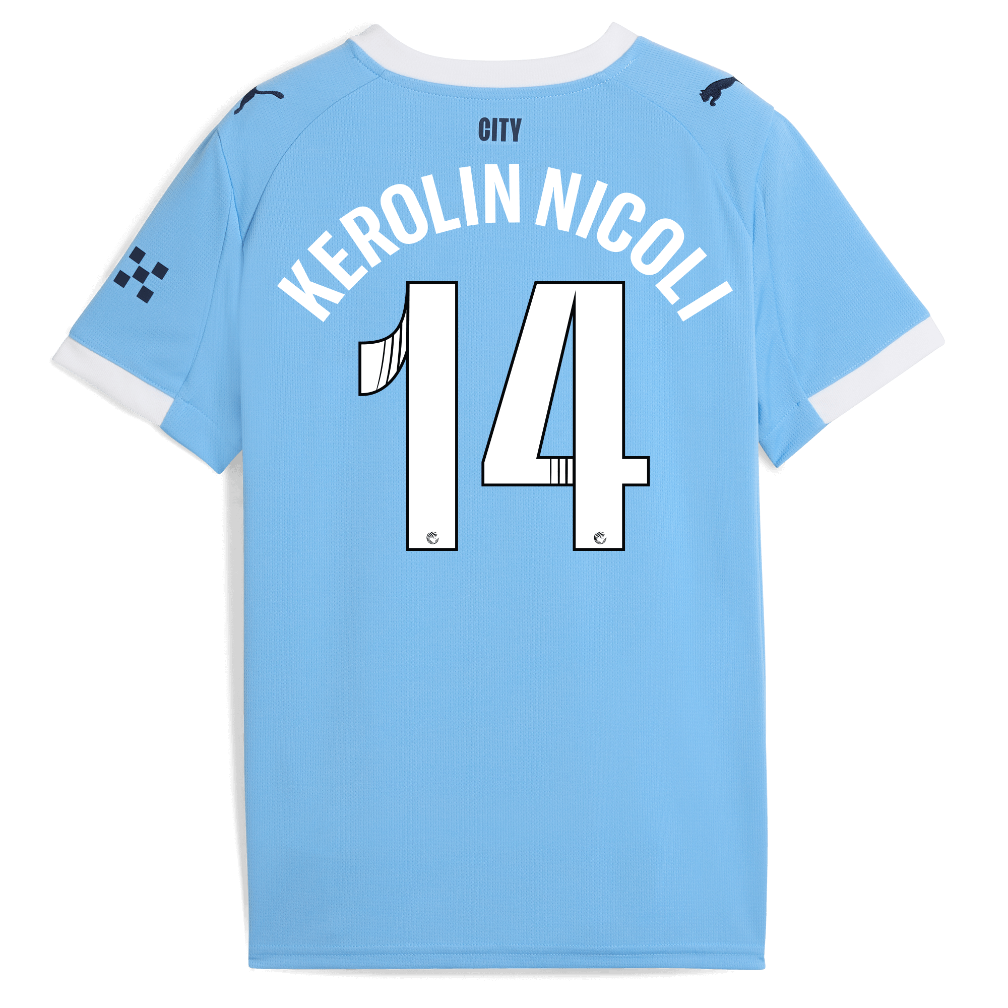 Manchester City kids manchester city home jersey 202526 with kerolin nicoli 14 printing Shirts - Official Store