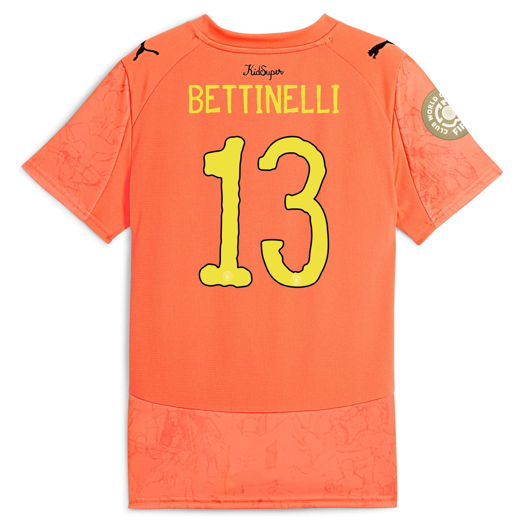Manchester City kids manchester city kidsuper club world cup jersey orange 202526 with bettinelli 13 printing Shirts - Official Store