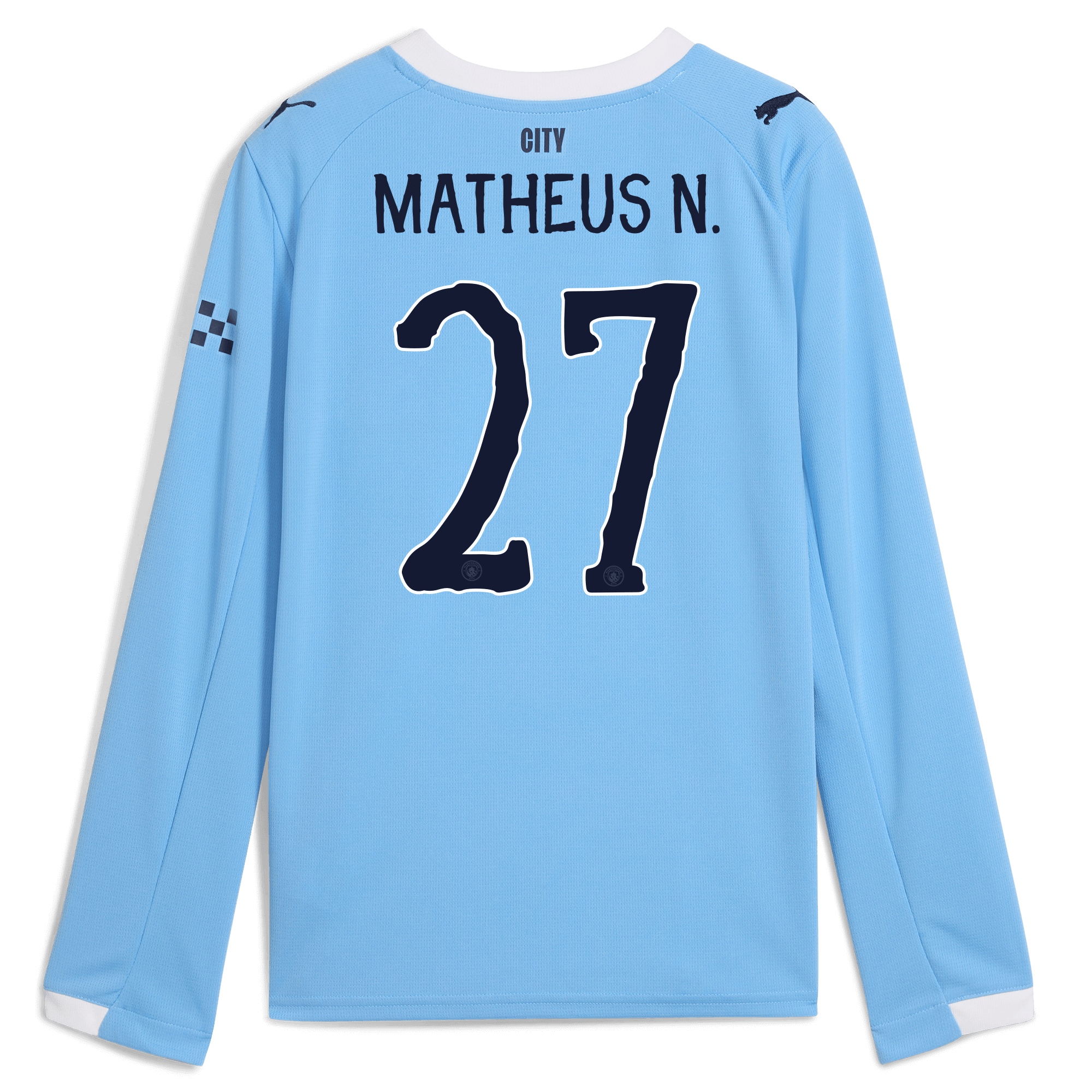 Manchester City kids manchester city kidsuper home jersey 202526 long sleeve with matheus n. 27 printing Shirts - Official Store