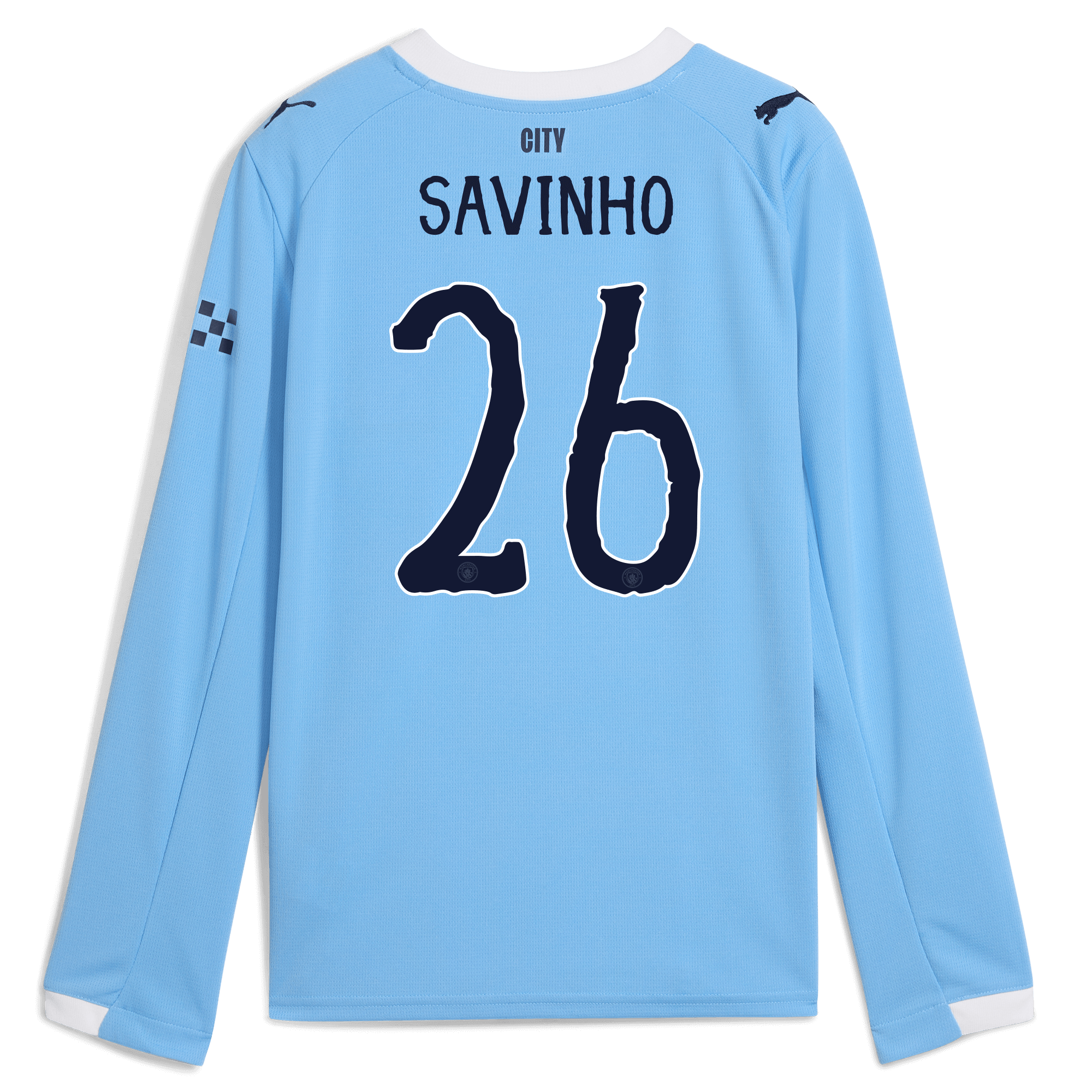 Manchester City kids manchester city kidsuper home jersey 202526 long sleeve with savinho 26 printing Shirts - Official Store