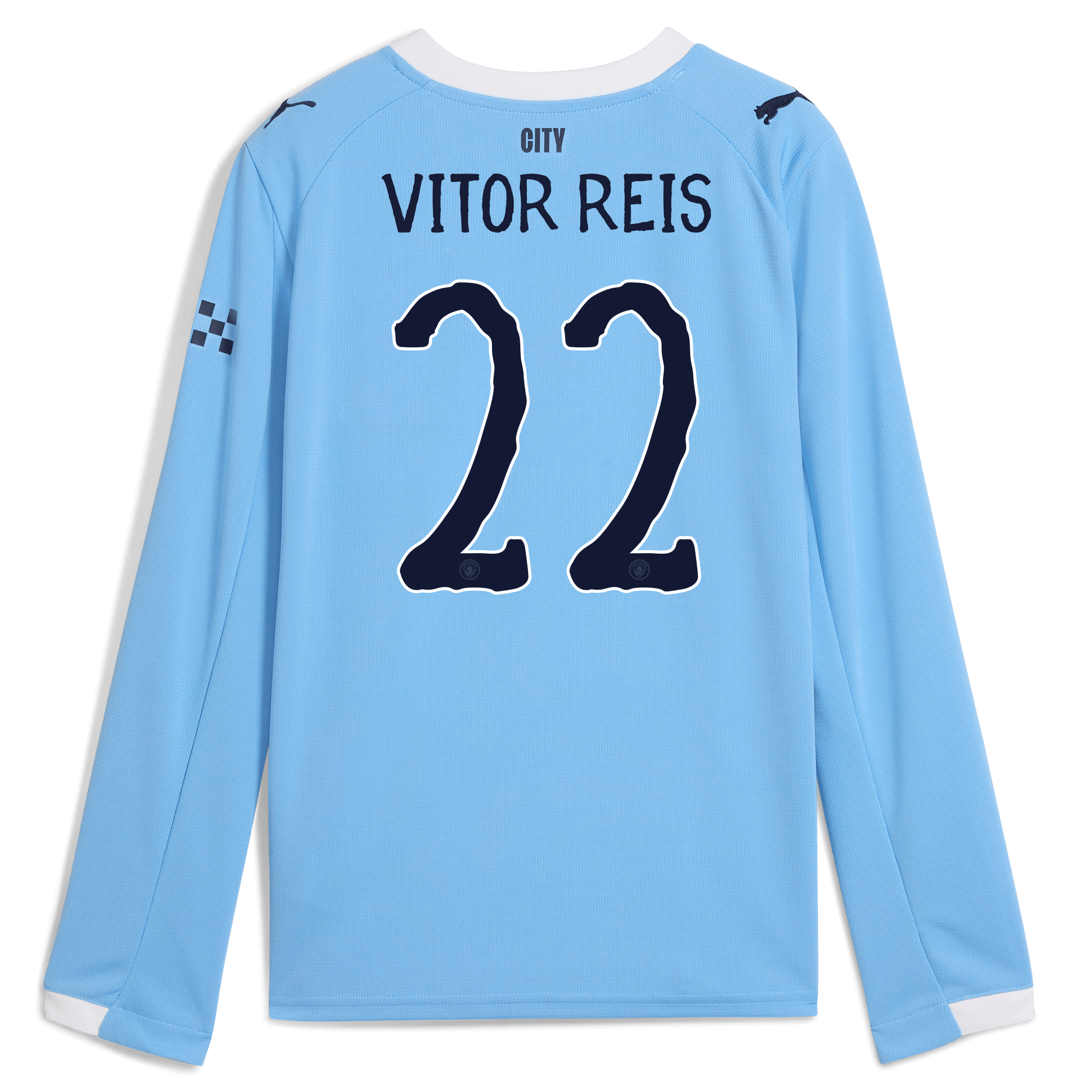 Manchester City kids manchester city kidsuper home jersey 202526 long sleeve with vitor reis 22 printing Shirts - Official Store