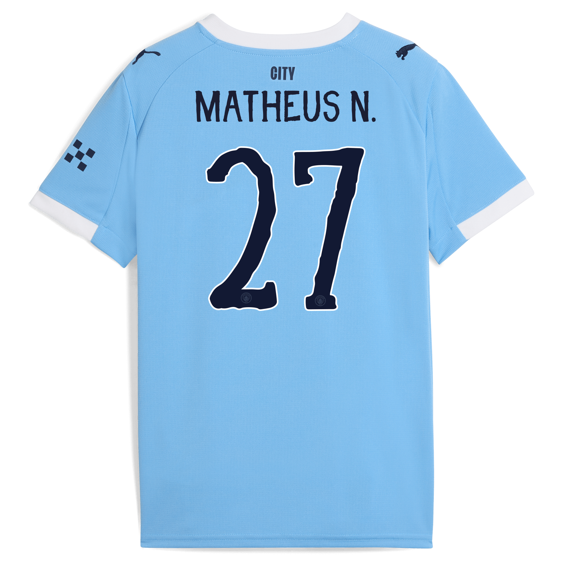 Manchester City kids manchester city kidsuper home jersey 202526 with matheus n. 27 printing Shirts - Official Store