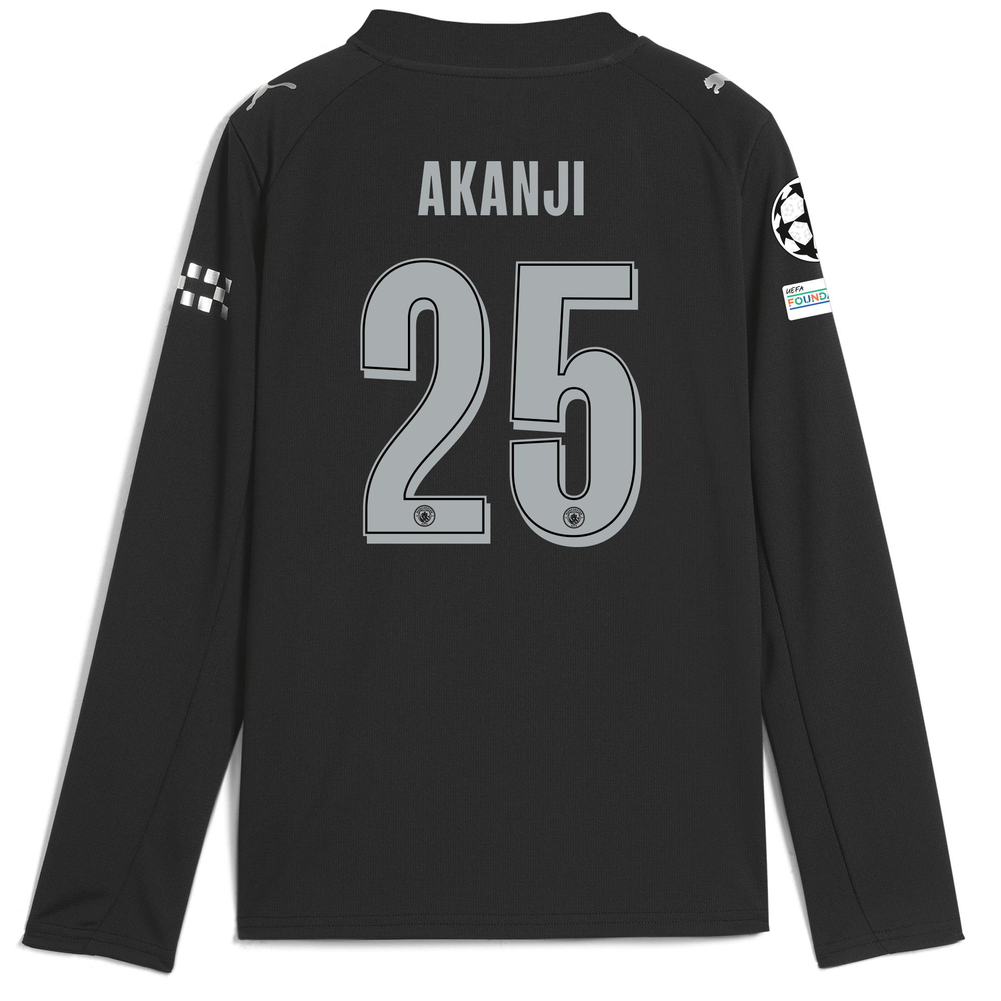 Manchester City kids manchester city man city champions league away jersey 202526 long sleeve with akanji 25 printing Shirts - Official Store