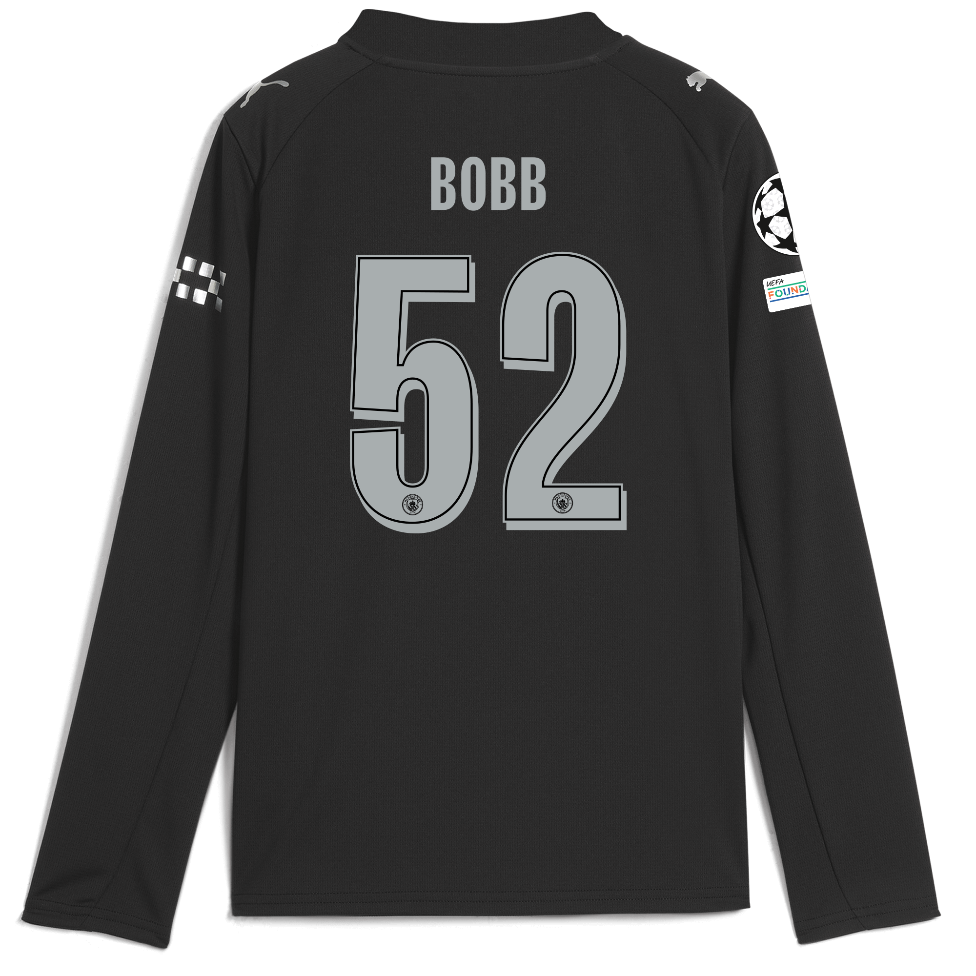 Manchester City kids manchester city man city champions league away jersey 202526 long sleeve with bobb 52 printing Shirts - Official Store
