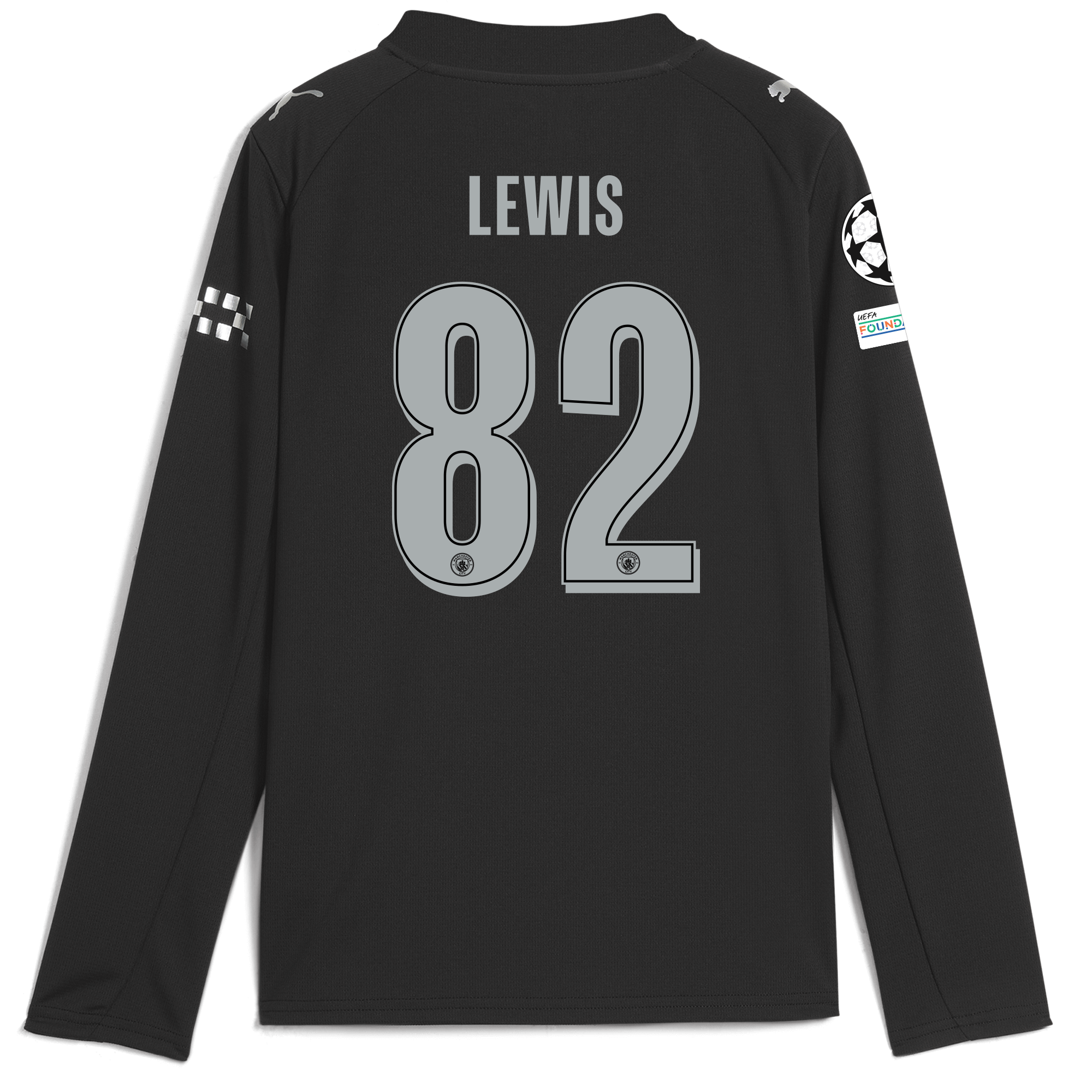 Manchester City kids manchester city man city champions league away jersey 202526 long sleeve with lewis 82 printing Shirts - Official Store