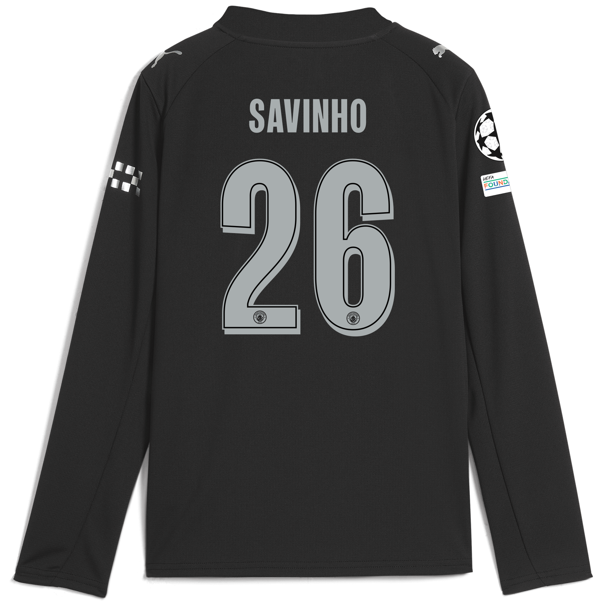 Manchester City kids manchester city man city champions league away jersey 202526 long sleeve with savinho 26 printing Shirts - Official Store