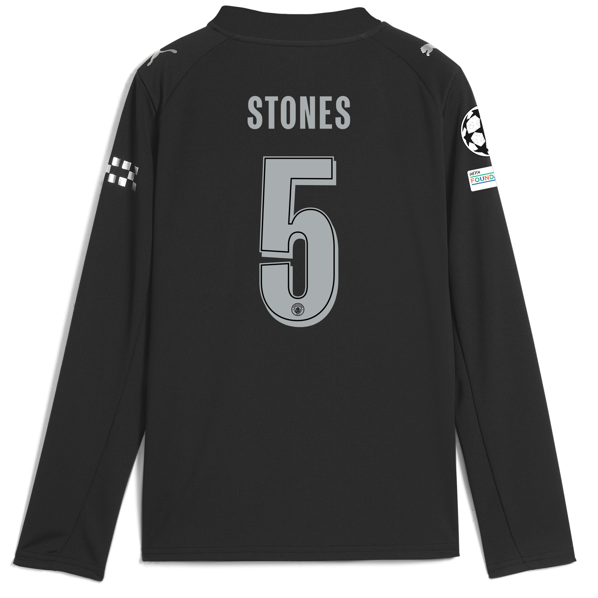 Manchester City kids manchester city man city champions league away jersey 202526 long sleeve with stones 5 printing Shirts - Official Store