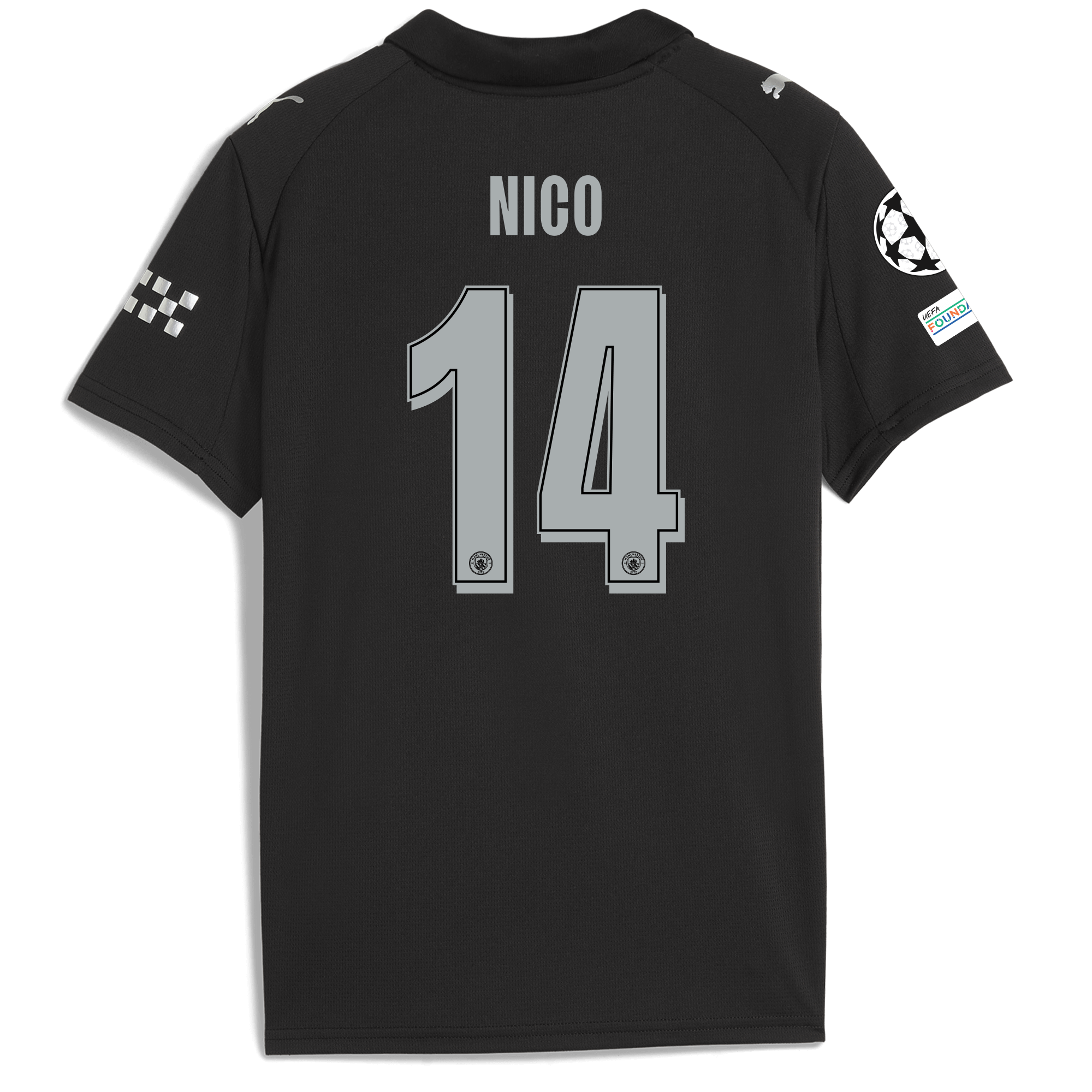 Manchester City kids manchester city man city champions league away jersey 202526 with nico 14 printing Shirts - Official Store