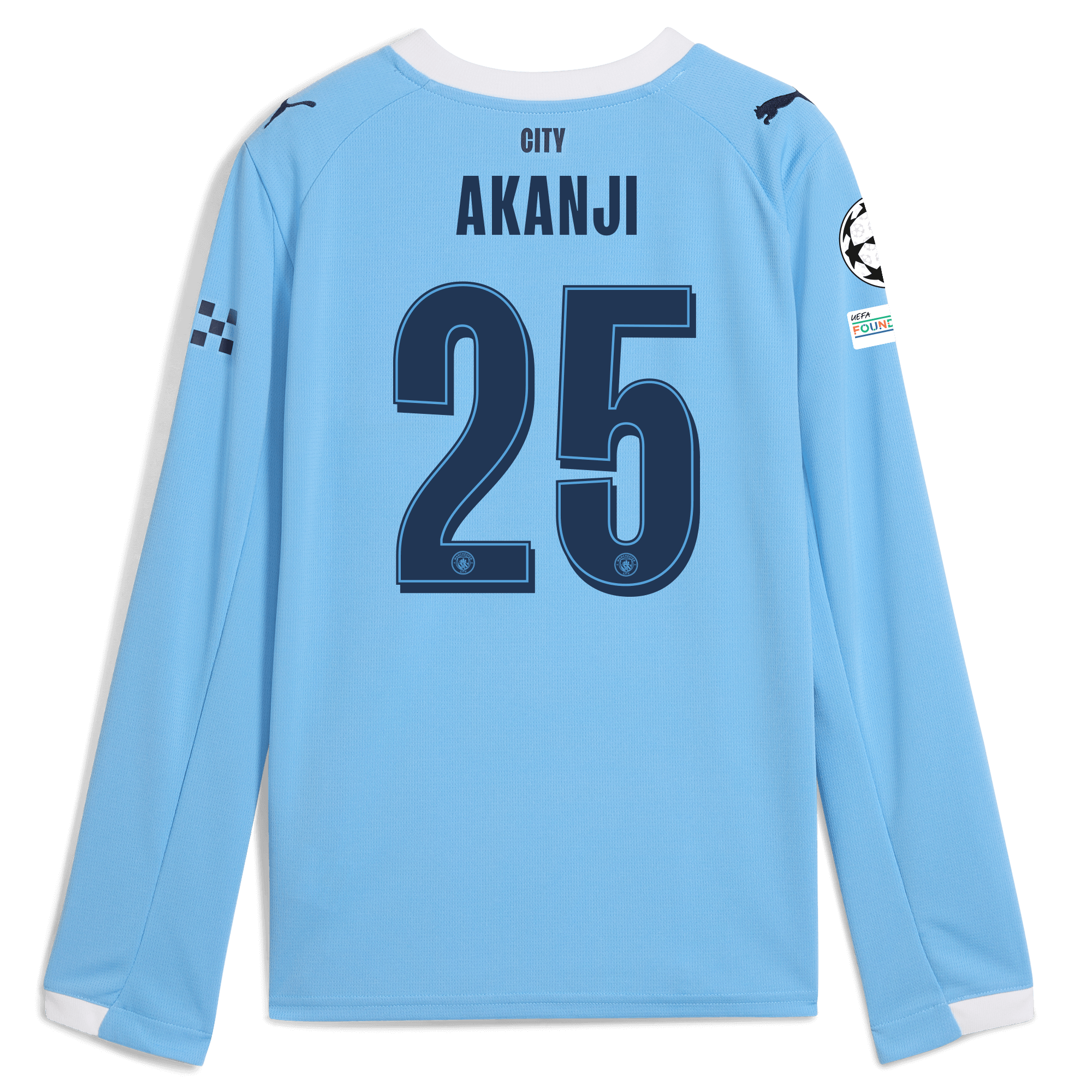 Manchester City kids manchester city man city champions league home jersey 202526 long sleeve with akanji 25 printing Shirts - Official Store