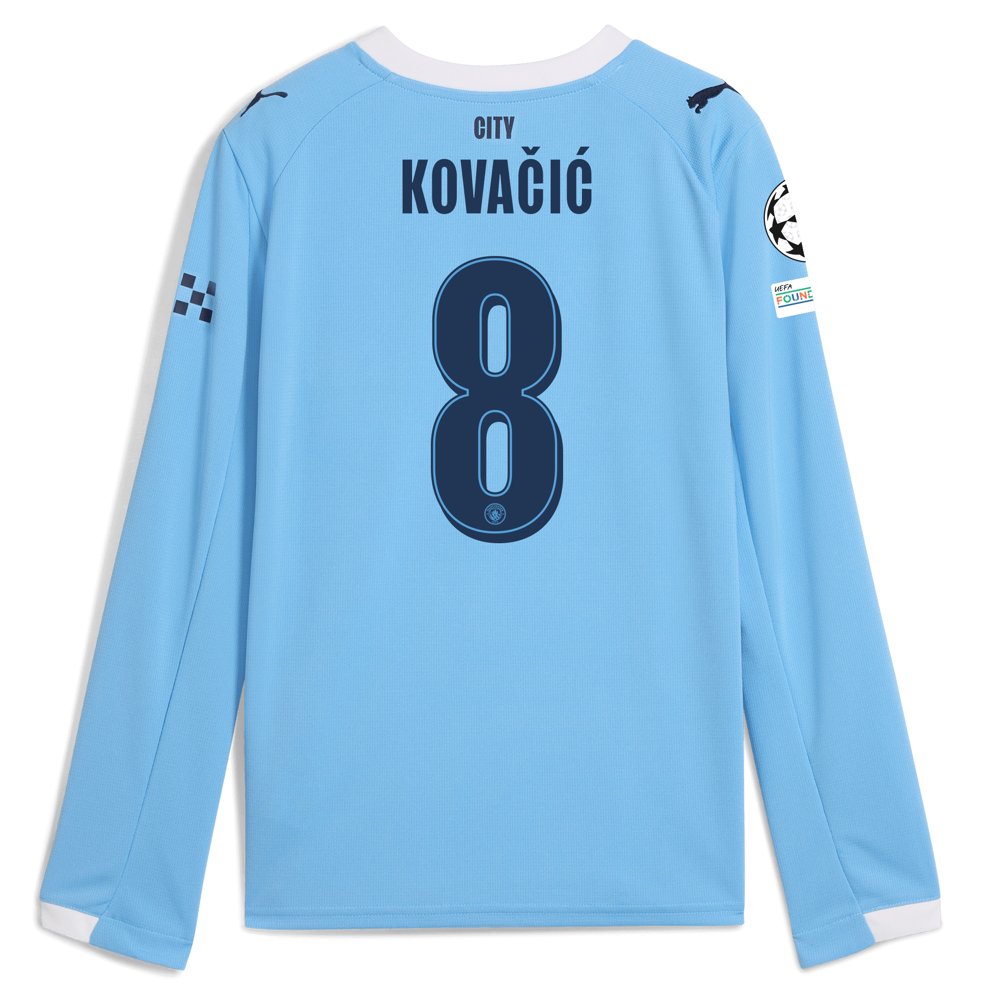 Manchester City kids manchester city man city champions league home jersey 202526 long sleeve with kovaČiĆ 8 printing Shirts - Official Store