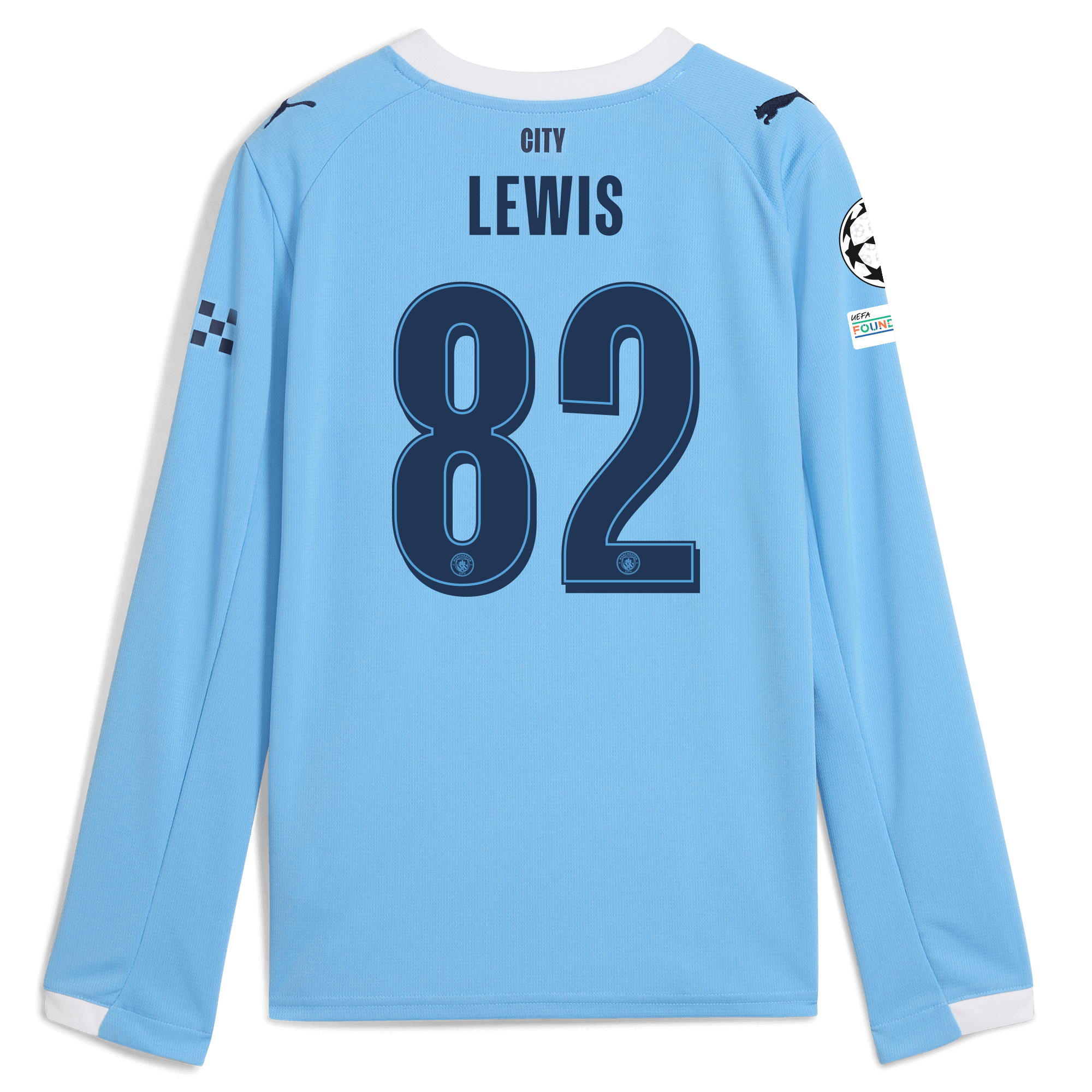 Manchester City kids manchester city man city champions league home jersey 202526 long sleeve with lewis 82 printing Shirts - Official Store