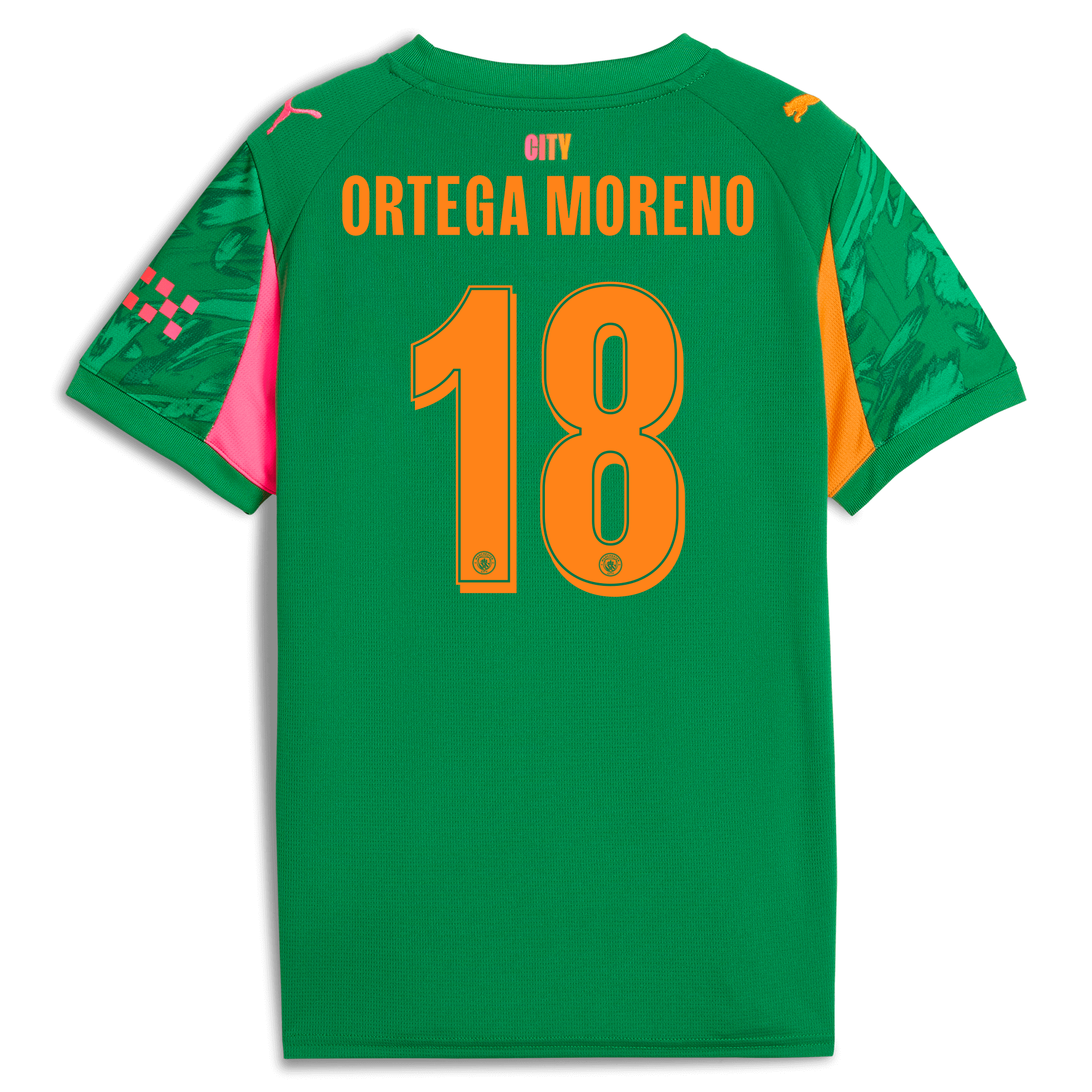 Manchester City kids manchester city man city goalkeeper jersey green 202526 with ortega moreno 18 printing Shirts - Official Store