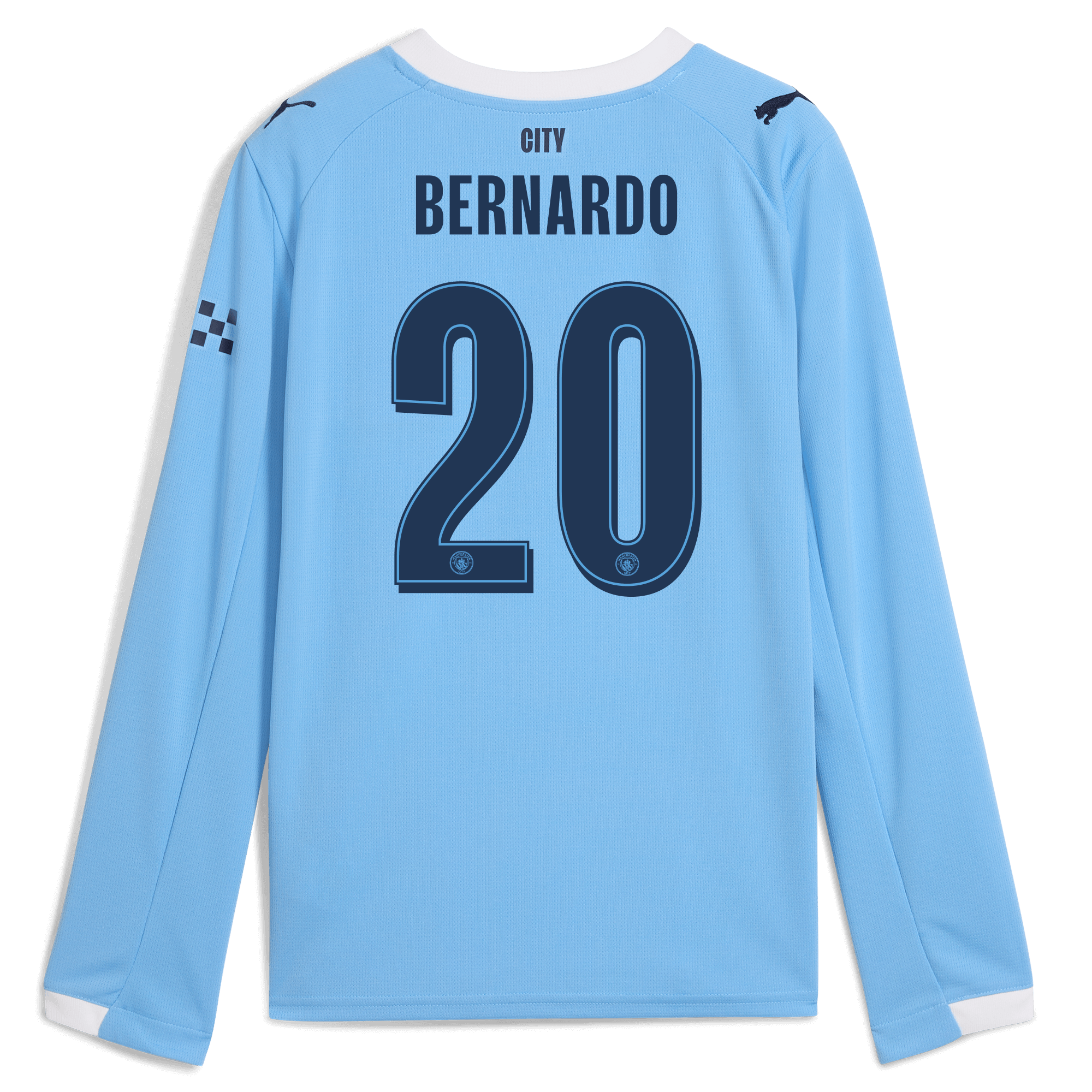 Manchester City kids manchester city man city home jersey 202526 long sleeve with bernardo 20 printing Shirts - Official Store
