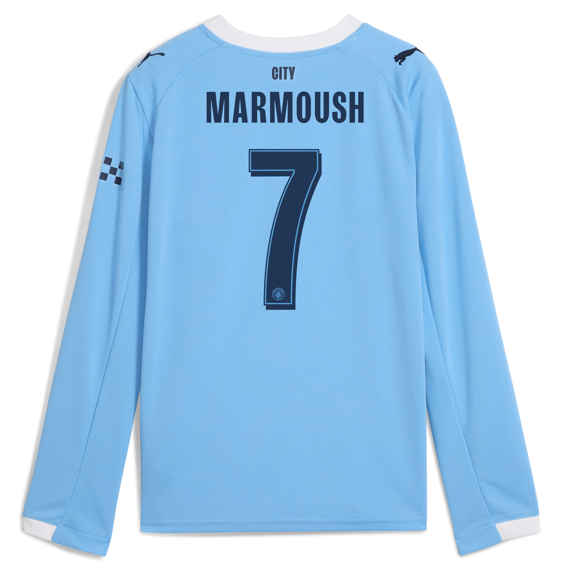 Manchester City kids manchester city man city home jersey 202526 long sleeve with marmoush 7 printing Shirts - Official Store