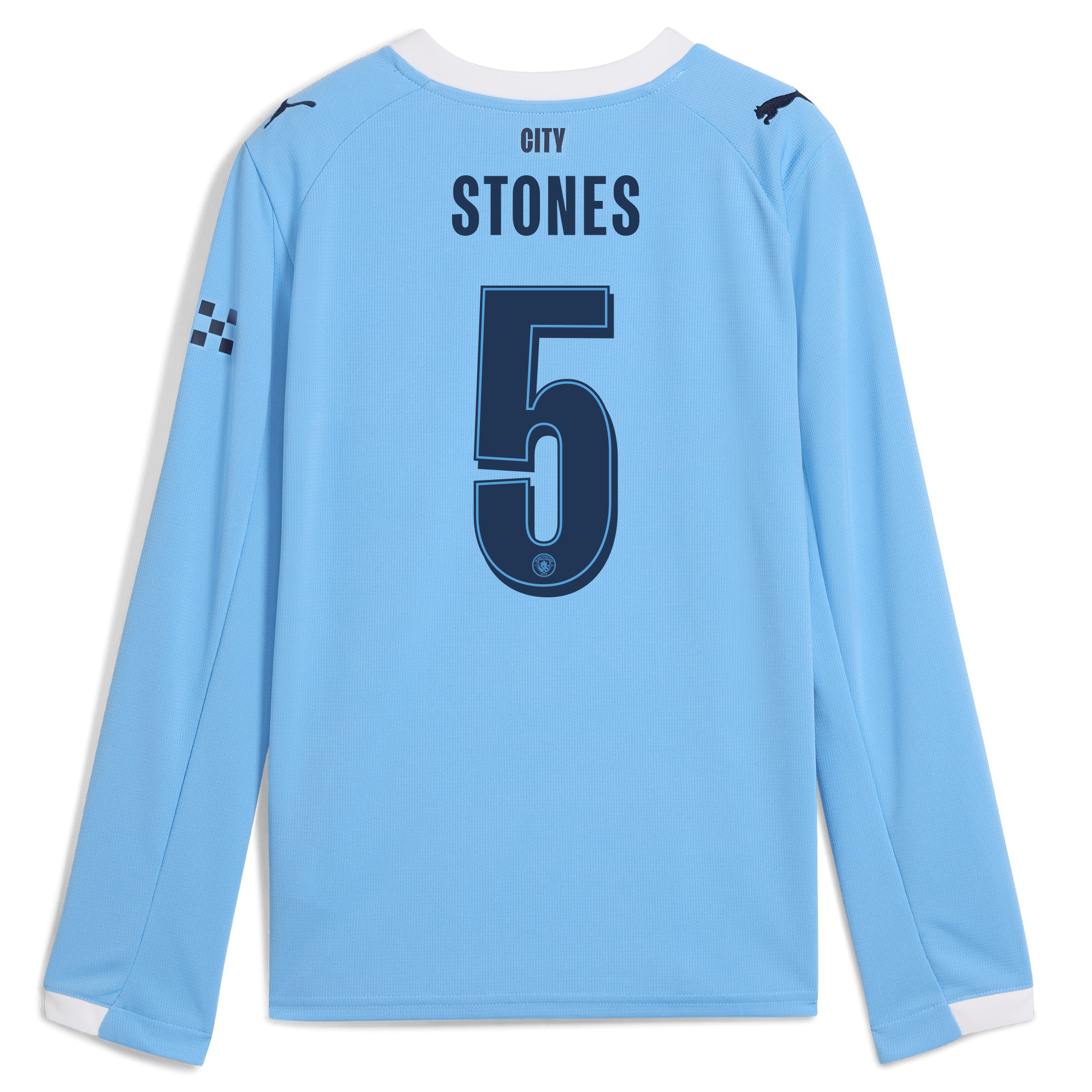 Manchester City kids manchester city man city home jersey 202526 long sleeve with stones 5 printing Shirts - Official Store