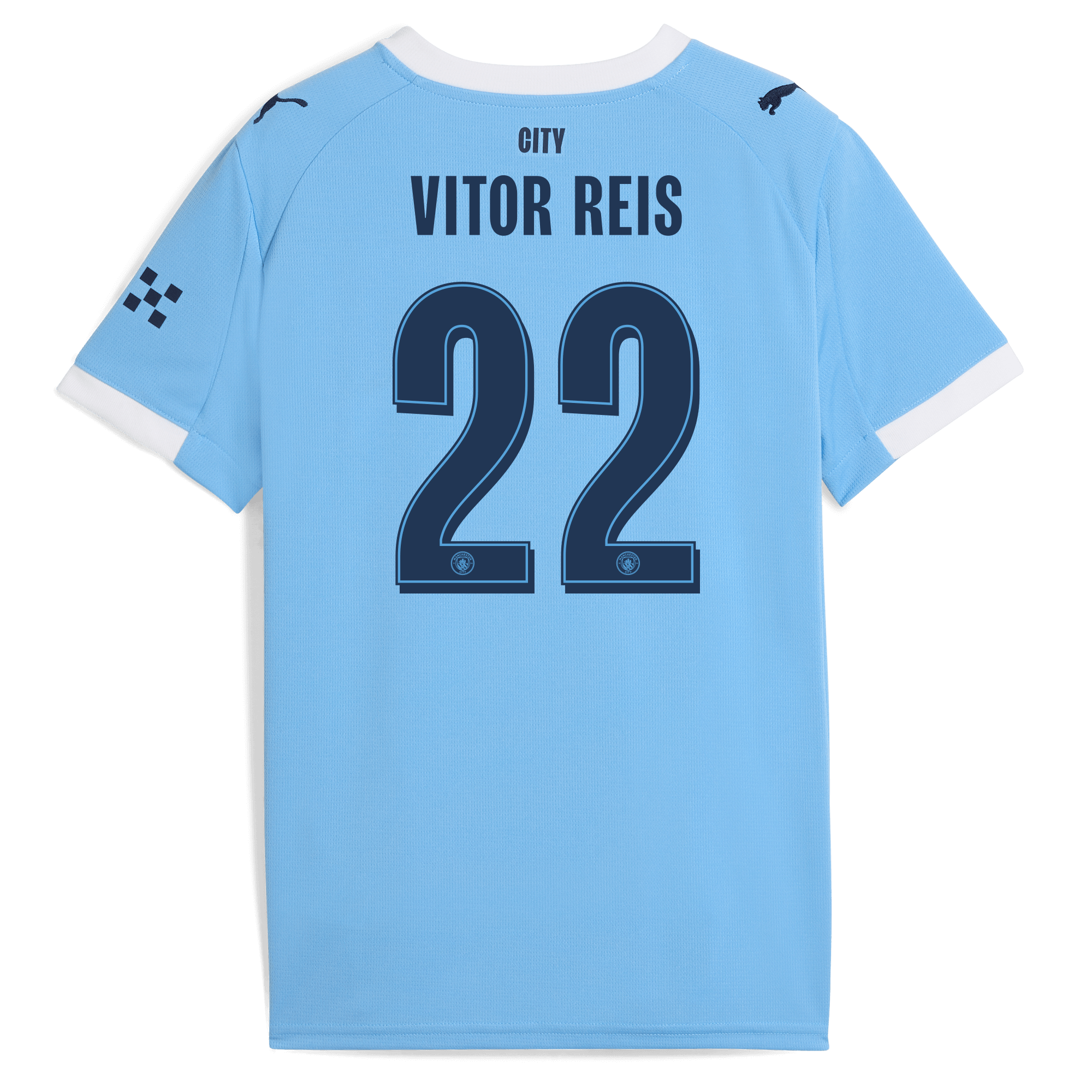 Manchester City kids manchester city man city home jersey 202526 with vitor reis 22 printing Shirts - Official Store