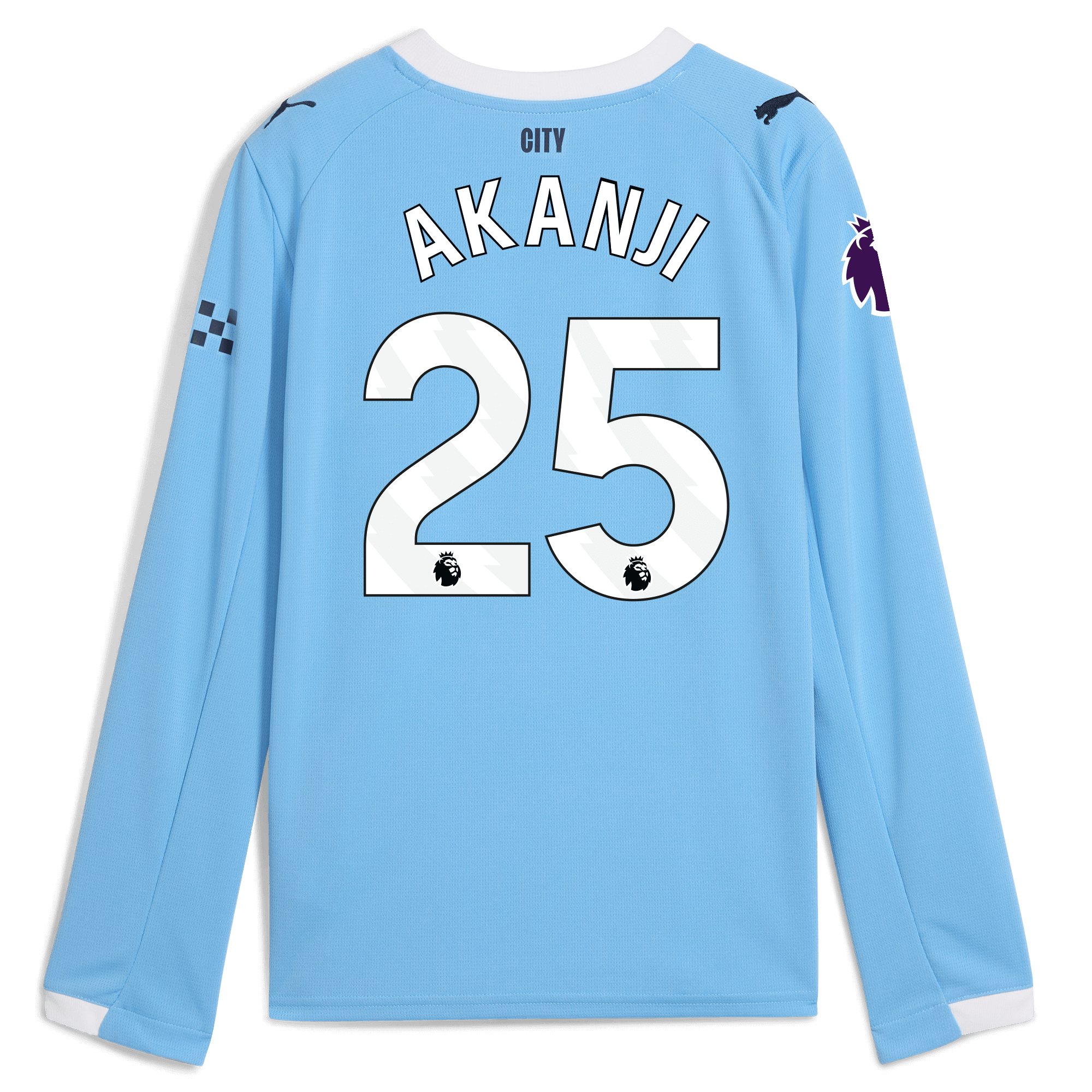 Manchester City kids manchester city premier league home jersey 202526 long sleeve with akanji 25 printing Shirts - Official Store