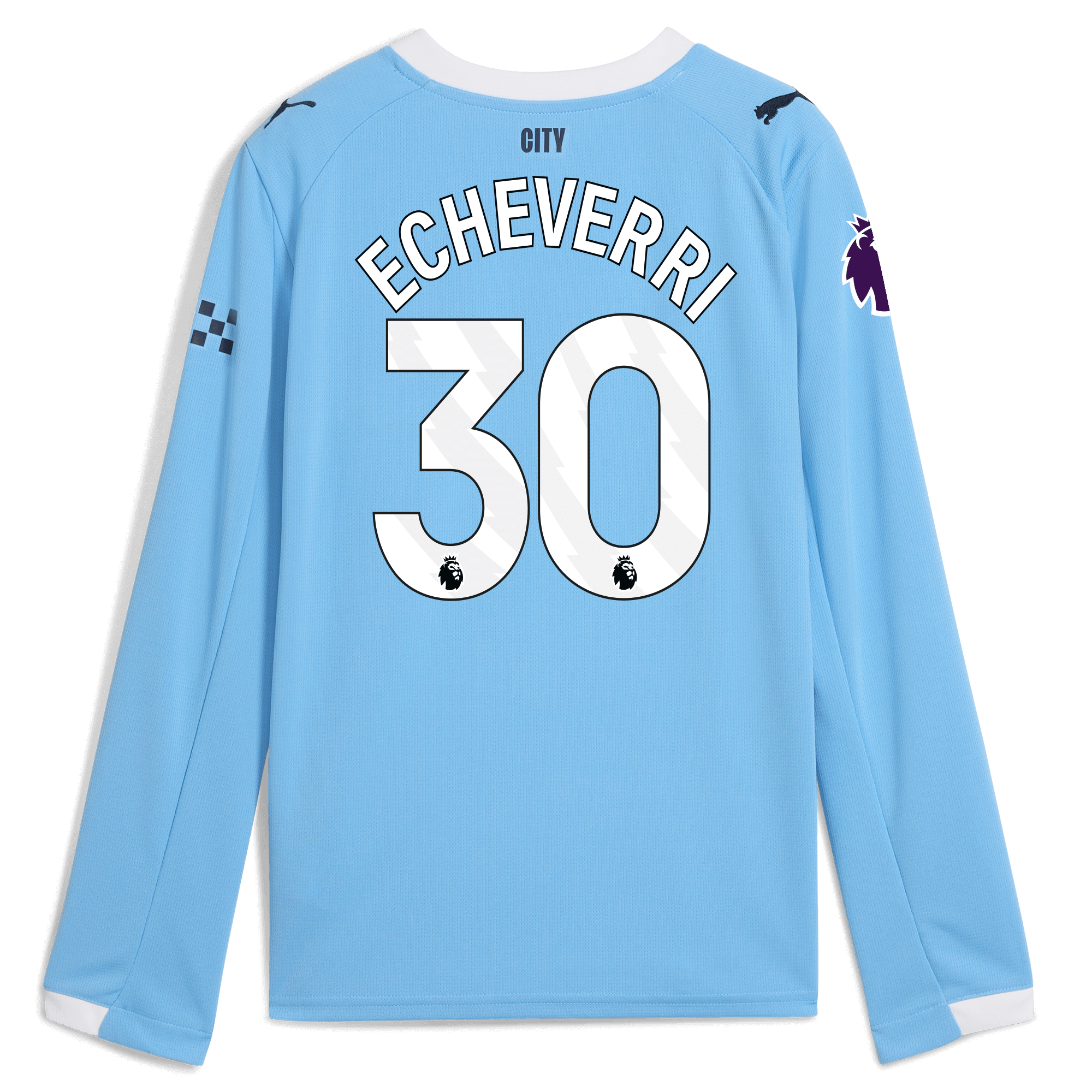 Manchester City kids manchester city premier league home jersey 202526 long sleeve with echeverri 30 printing Shirts - Official Store