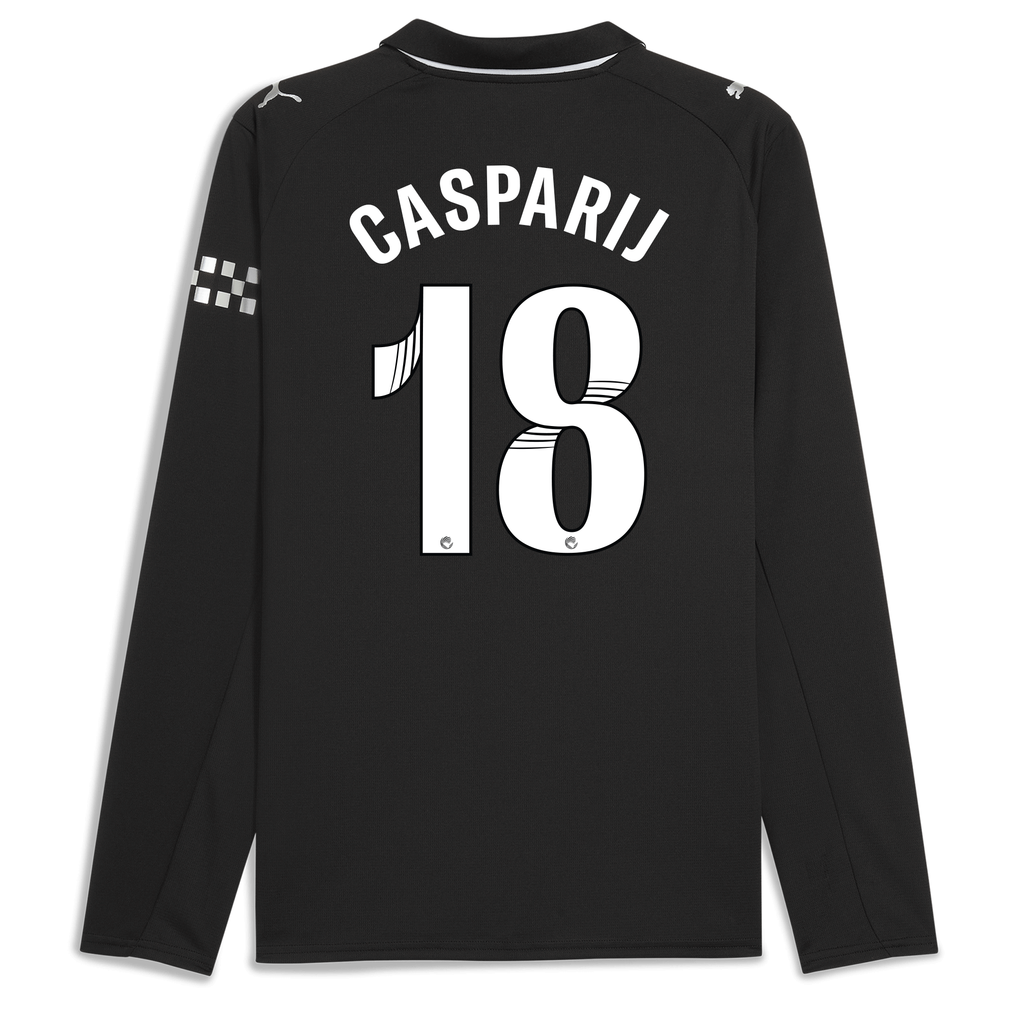 Manchester City manchester city away jersey 202526 long sleeve with casparij 18 printing Shirts - Official Store