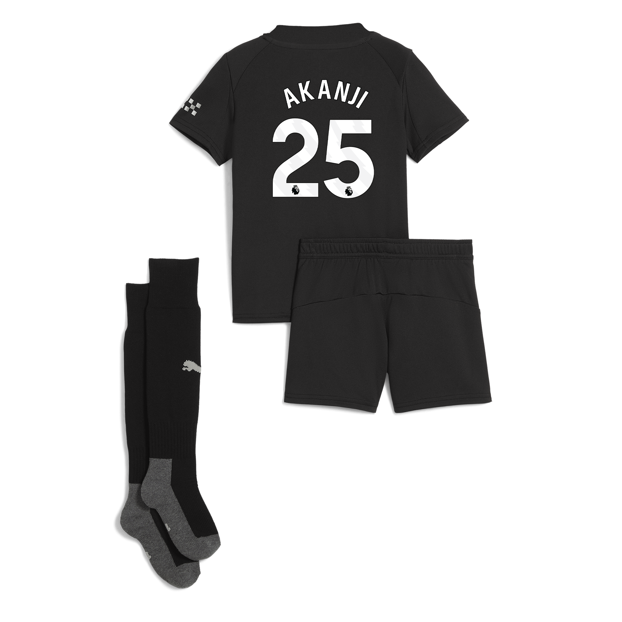 Manchester City manchester city away mini kit 202526 with akanji 25 printing Shirts - Official Store