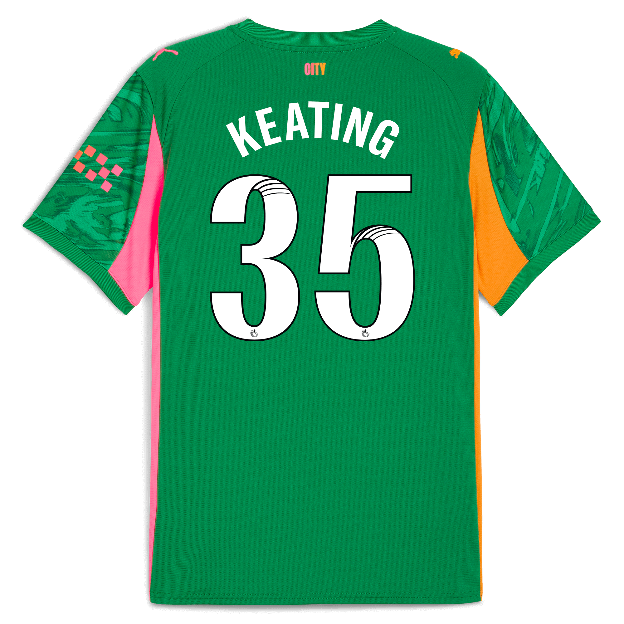 Manchester City manchester city goalkeeper jersey green 202526 with keating 35 printing Shirts - Official Store