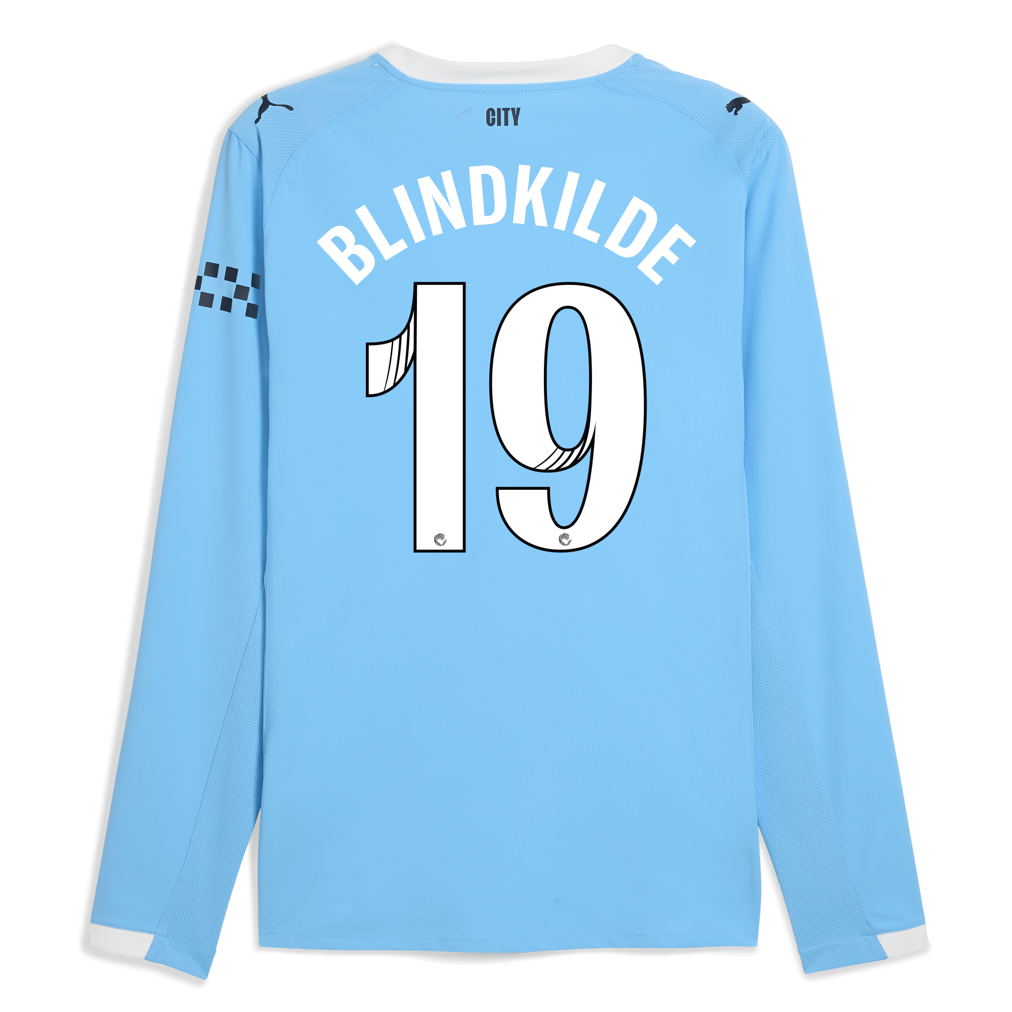 Manchester City manchester city home authentic jersey 202526 long sleeve with blindkilde 19 printing Shirts - Official Store