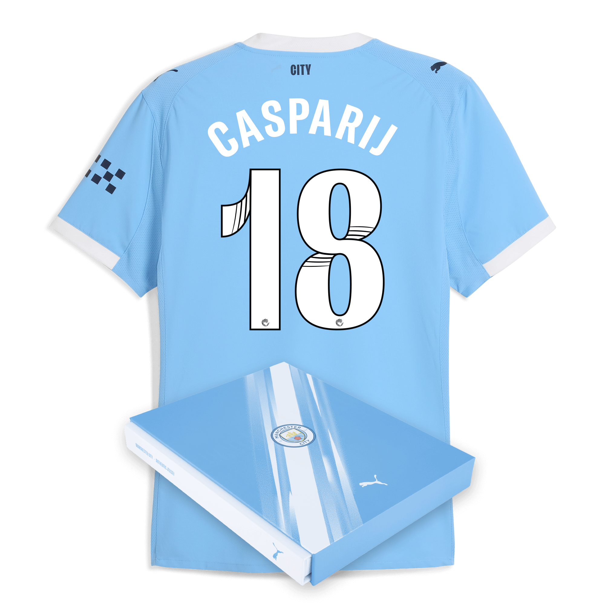 Manchester City manchester city home authentic jersey 202526 with casparij 18 printing in gift box Shirts - Official Store