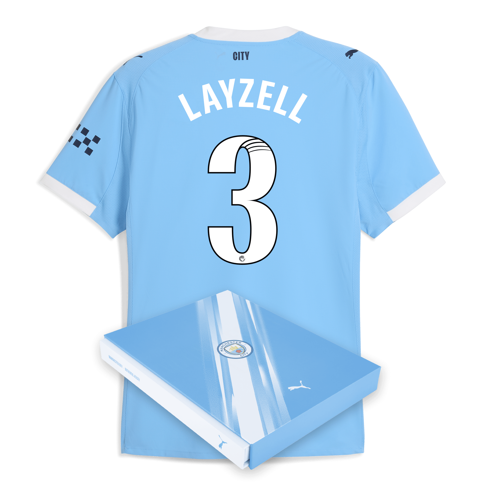 Manchester City manchester city home authentic jersey 202526 with layzell 3 printing in gift box Shirts - Official Store