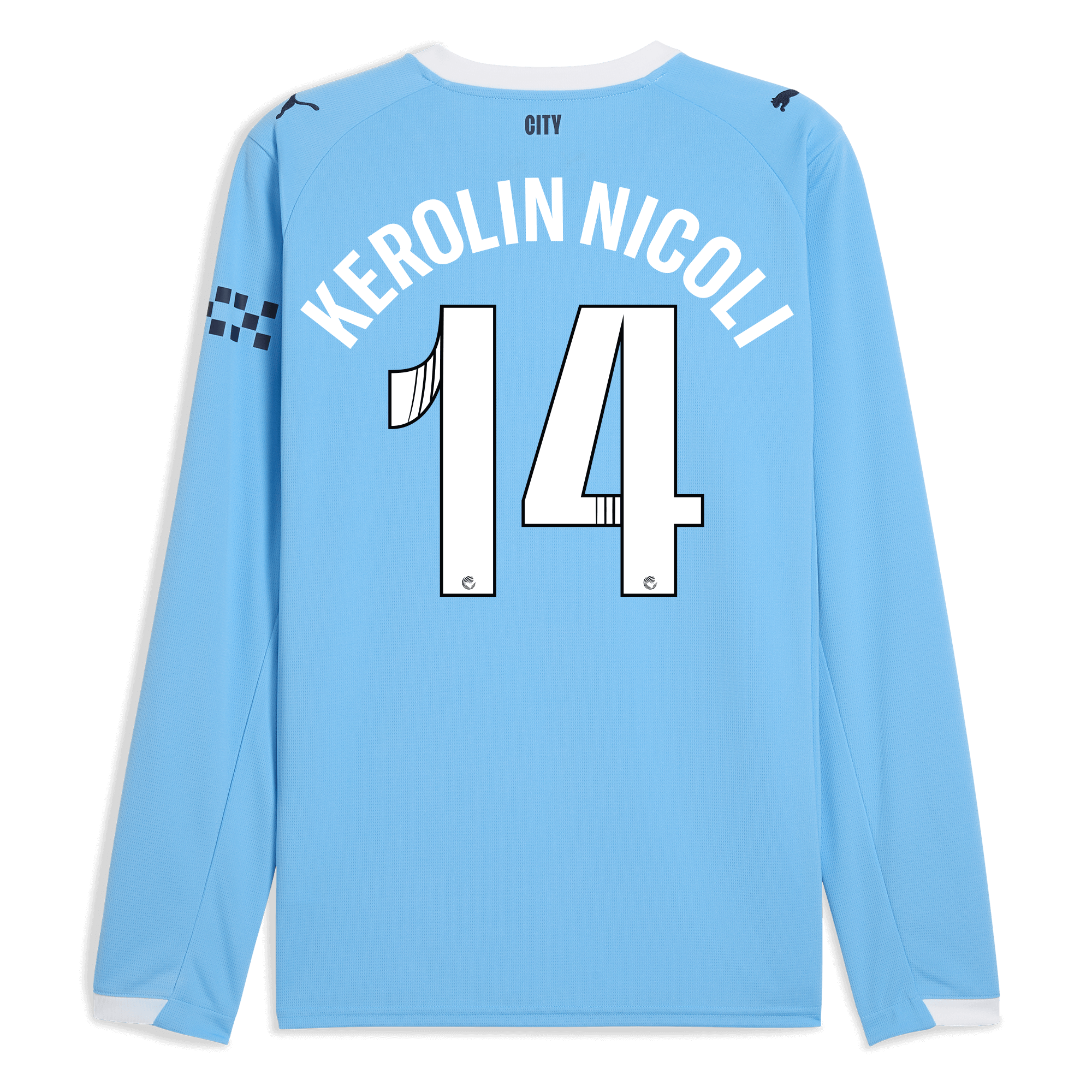Manchester City manchester city home jersey 202526 long sleeve with kerolin nicoli 14 printing Shirts - Official Store