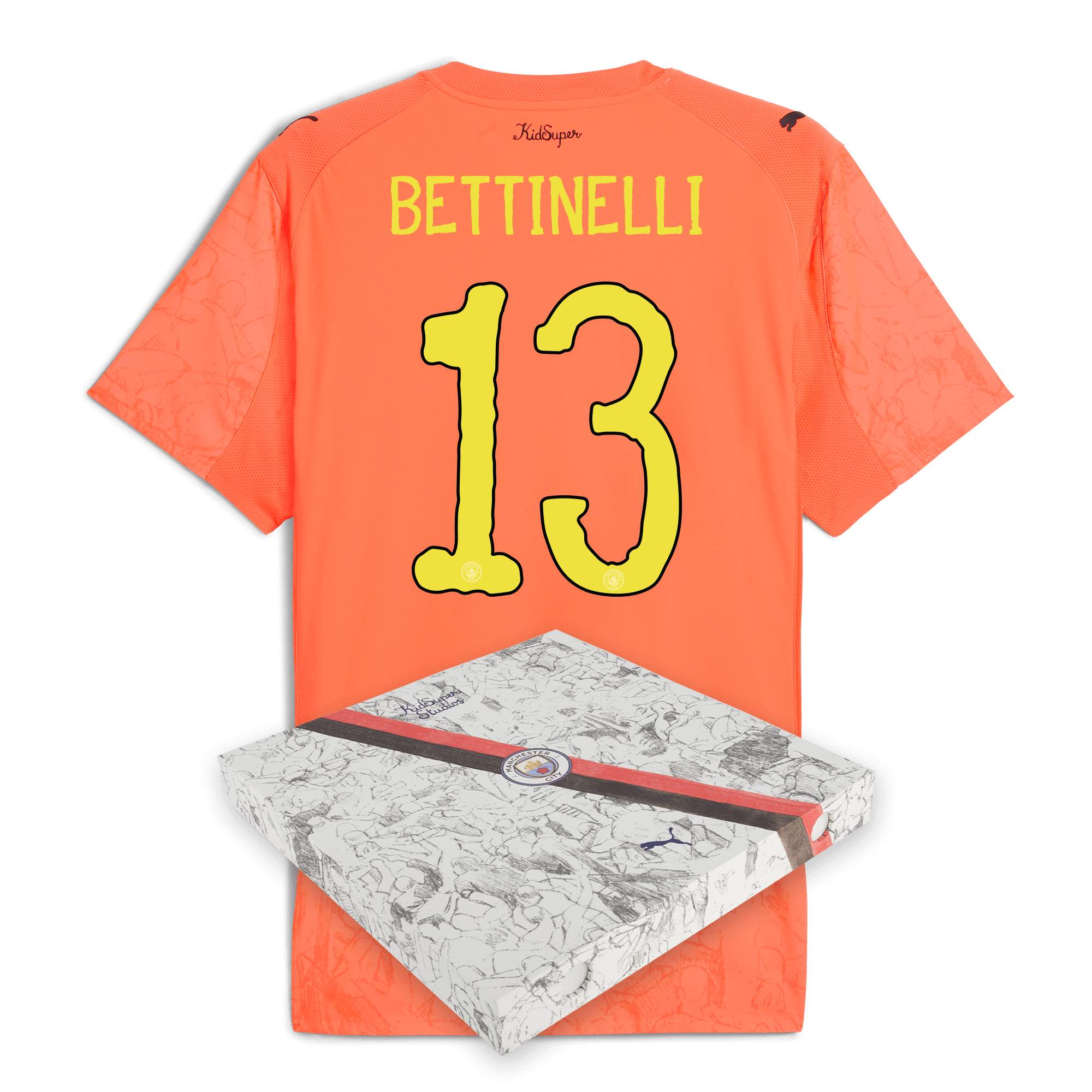 Manchester City manchester city kidsuper authentic jersey orange 202526 with bettinelli 13 printing in gift box Shirts - Official Store