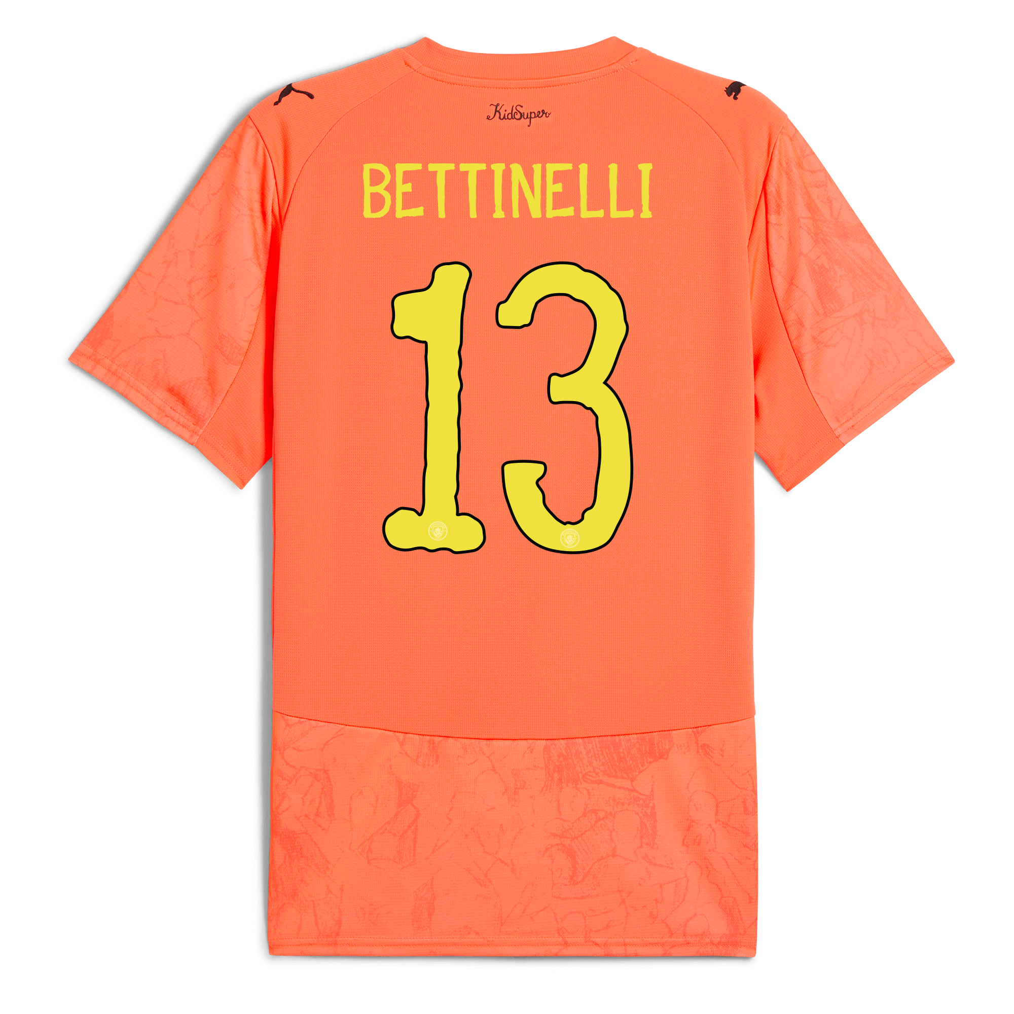 Manchester City manchester city kidsuper jersey orange 202526 with bettinelli 13 printing Shirts - Official Store