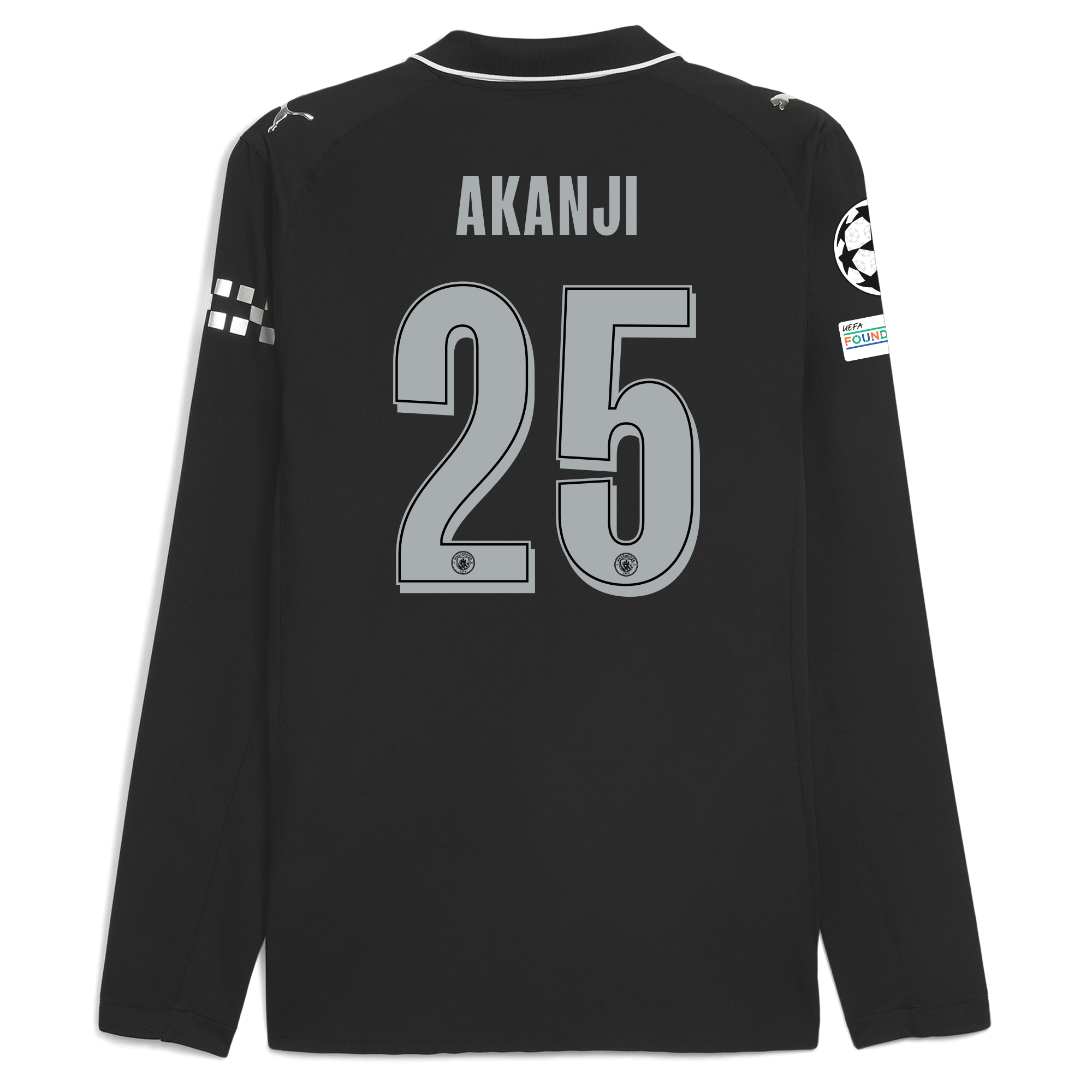 Manchester City manchester city man city champions league away authentic jersey 202526 long sleeve with akanji 25 printing Shirts - Official Store