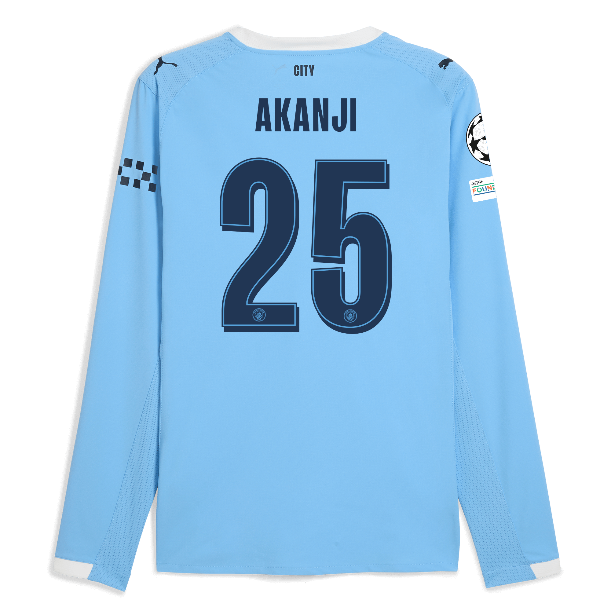 Manchester City manchester city man city champions league home authentic jersey 202526 long sleeve with akanji 25 printing Shirts - Official Store